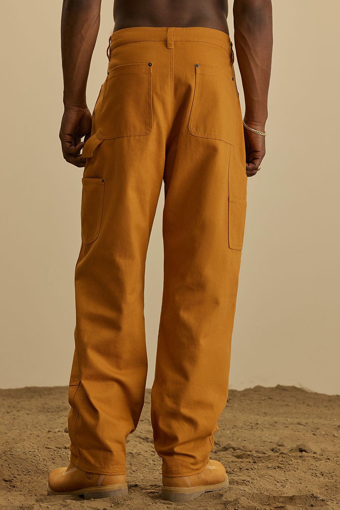 Alexander Double Knee Straight Utility Canvas Pants - Tan Product Image