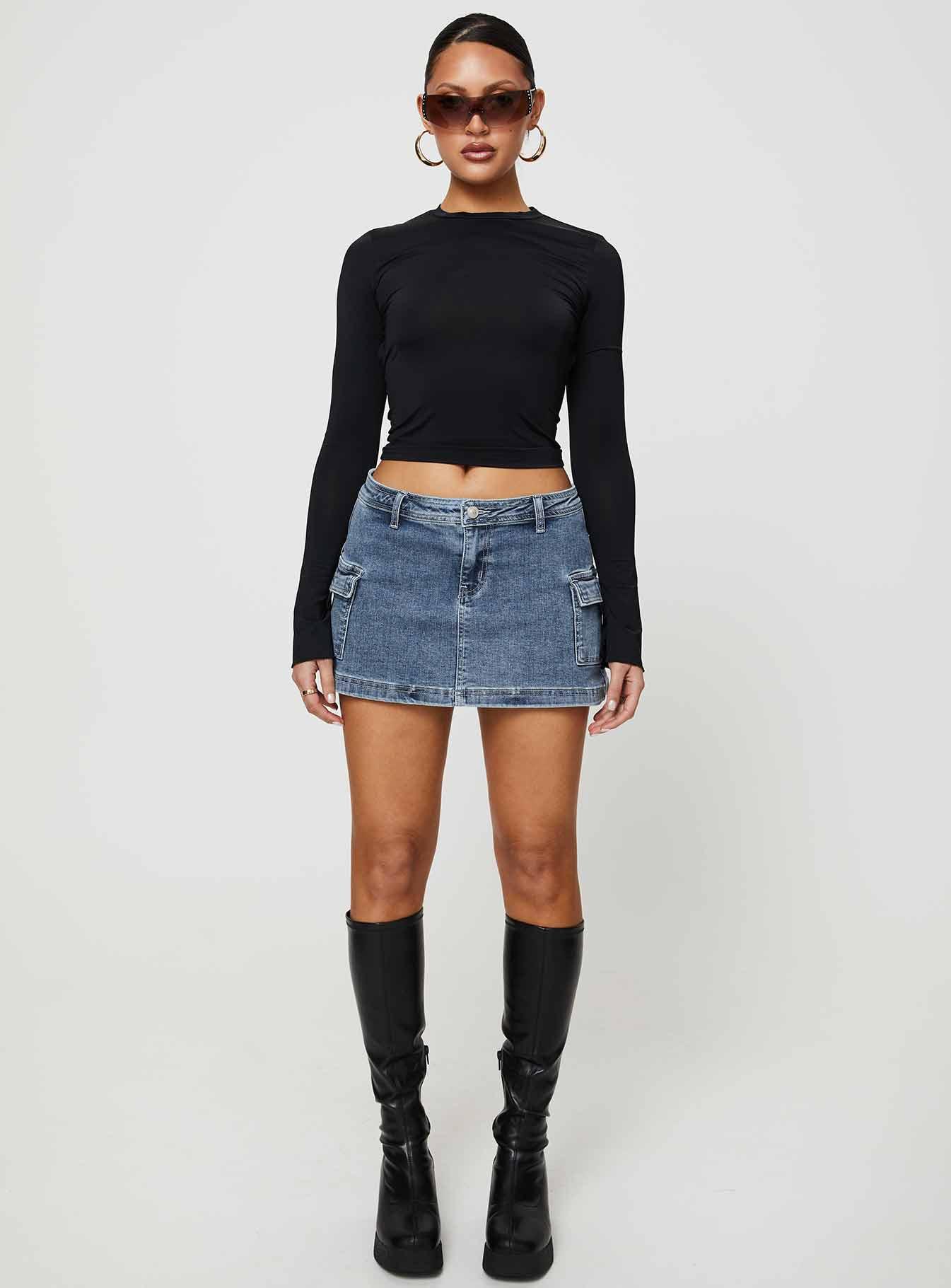 Grishea Low Rise Denim Skirt Product Image