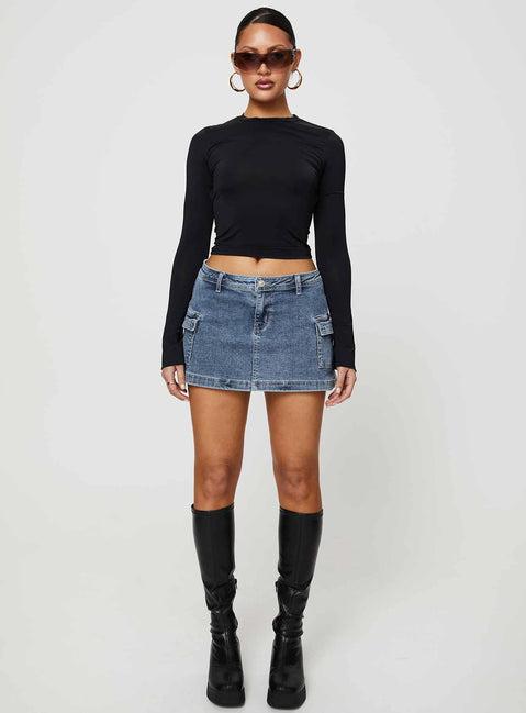 Grishea Low Rise Denim Skirt Product Image