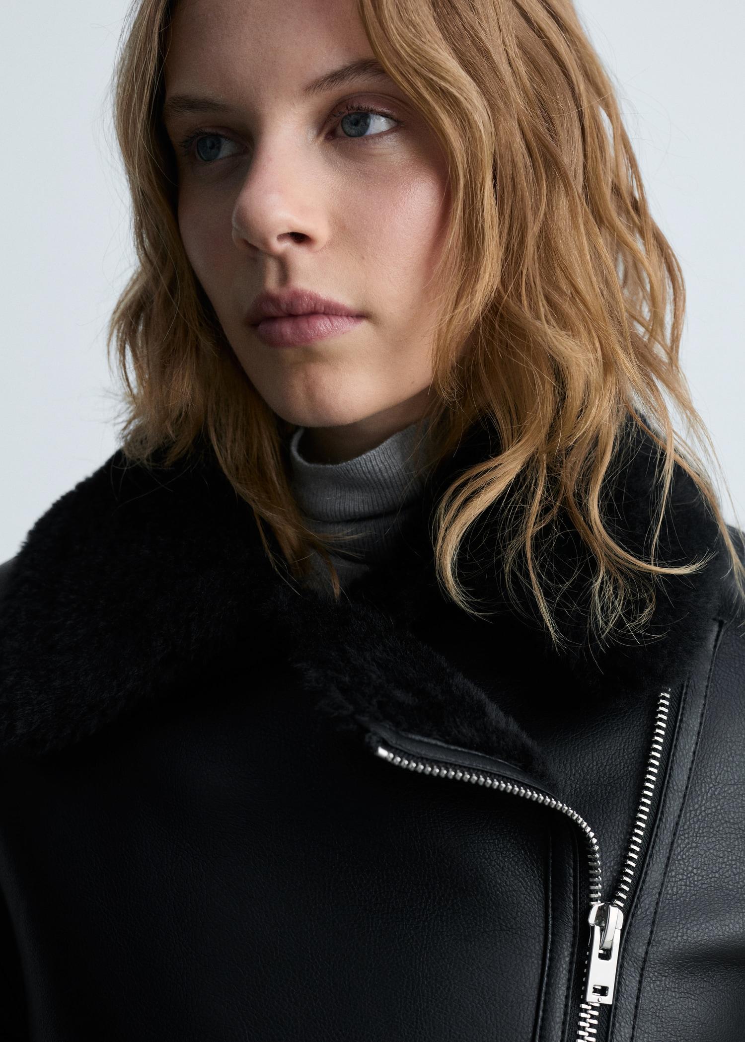 Jacket with shearling-effect lining - Women | MANGO USA Product Image