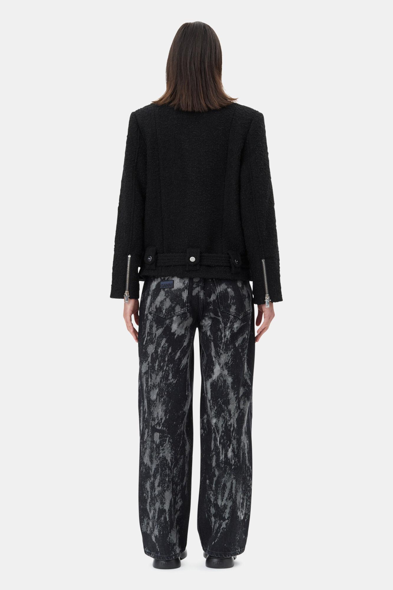 Black Textured Boucle Wool Jacket Product Image