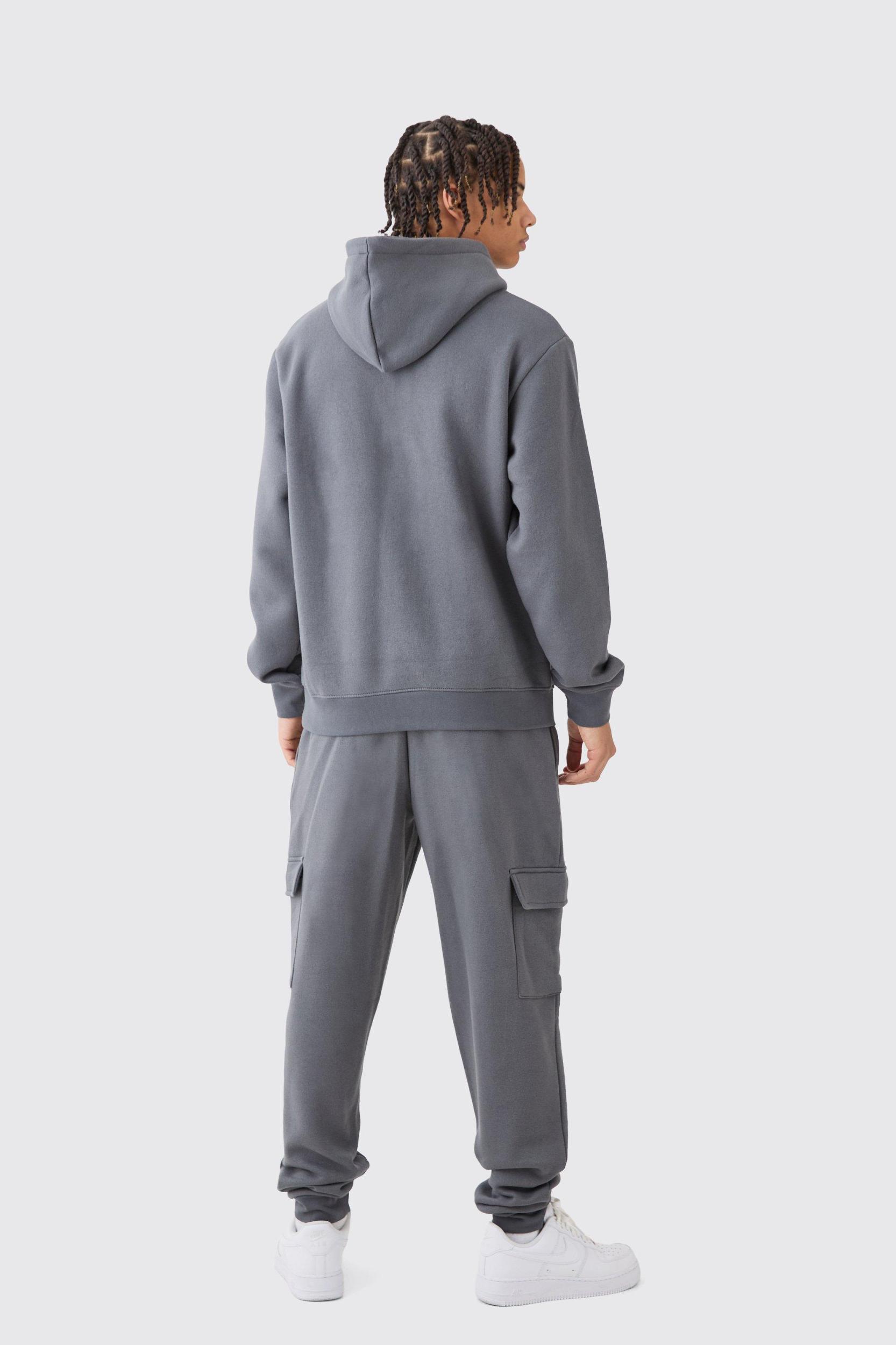 Regular Fit Man Hooded Cargo Tracksuit | boohooMAN USA Product Image