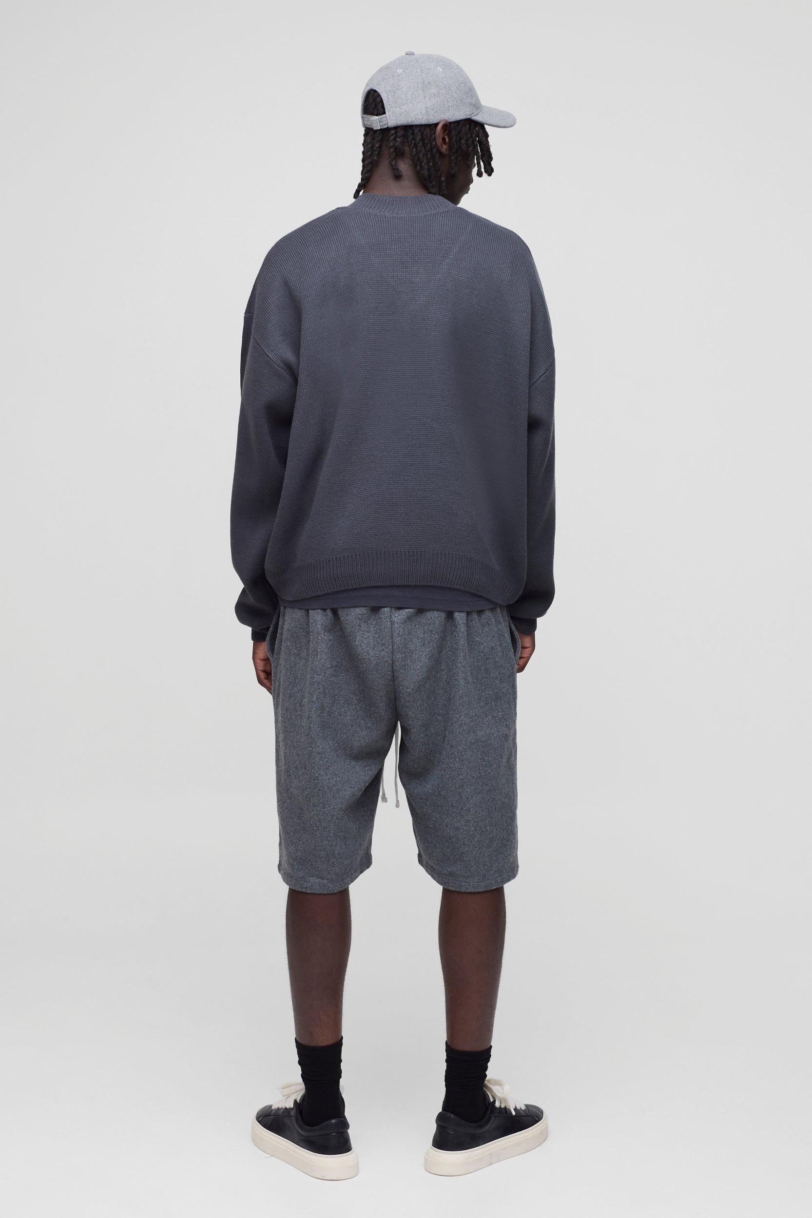 Oversized Boxy V Neck Knitted Sweater | boohooMAN USA Product Image