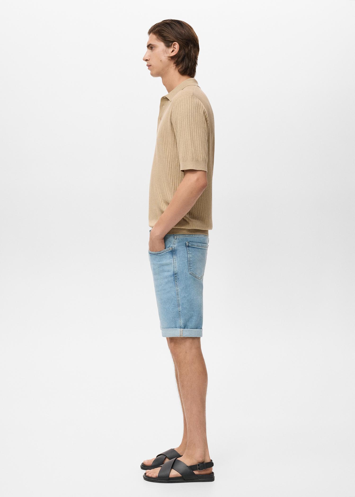 Slim-fit denim bermuda shorts - Men | MANGO USA Product Image