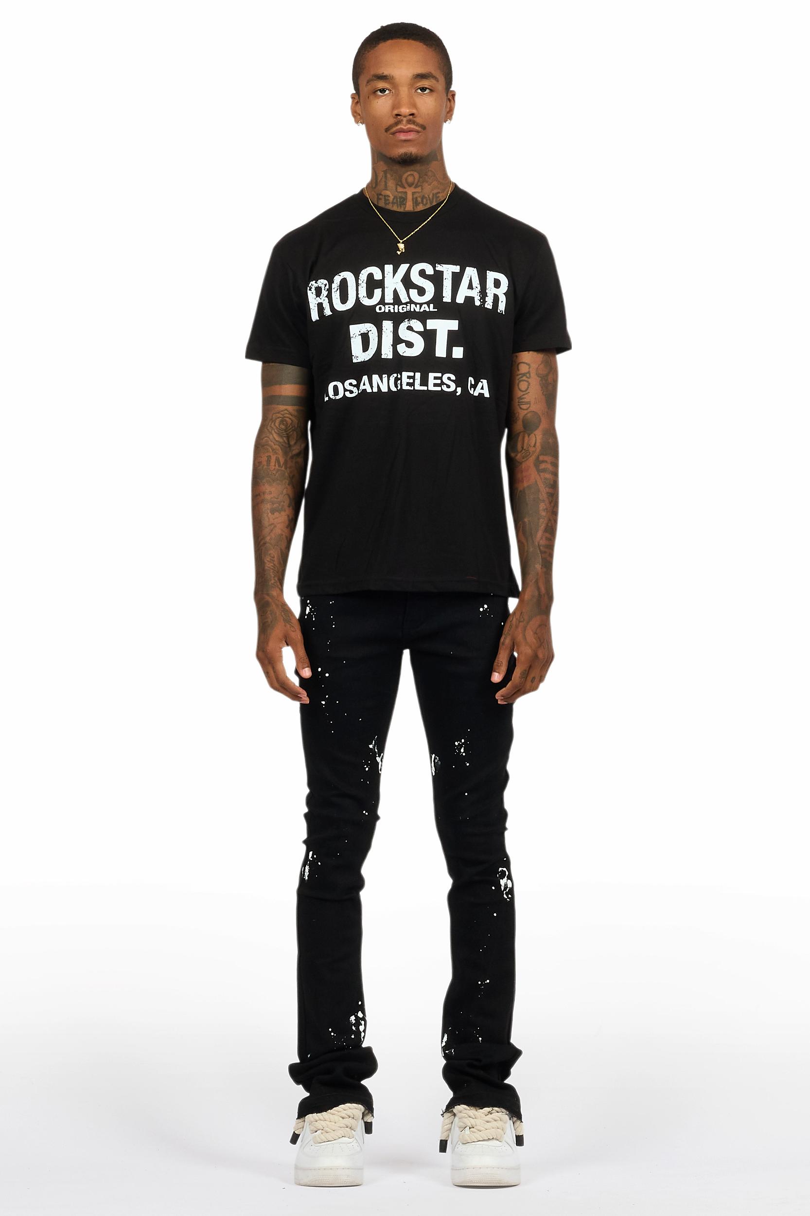 Lake Black/White T-Shirt/Dag Stacked Flare Jean Set Male Product Image