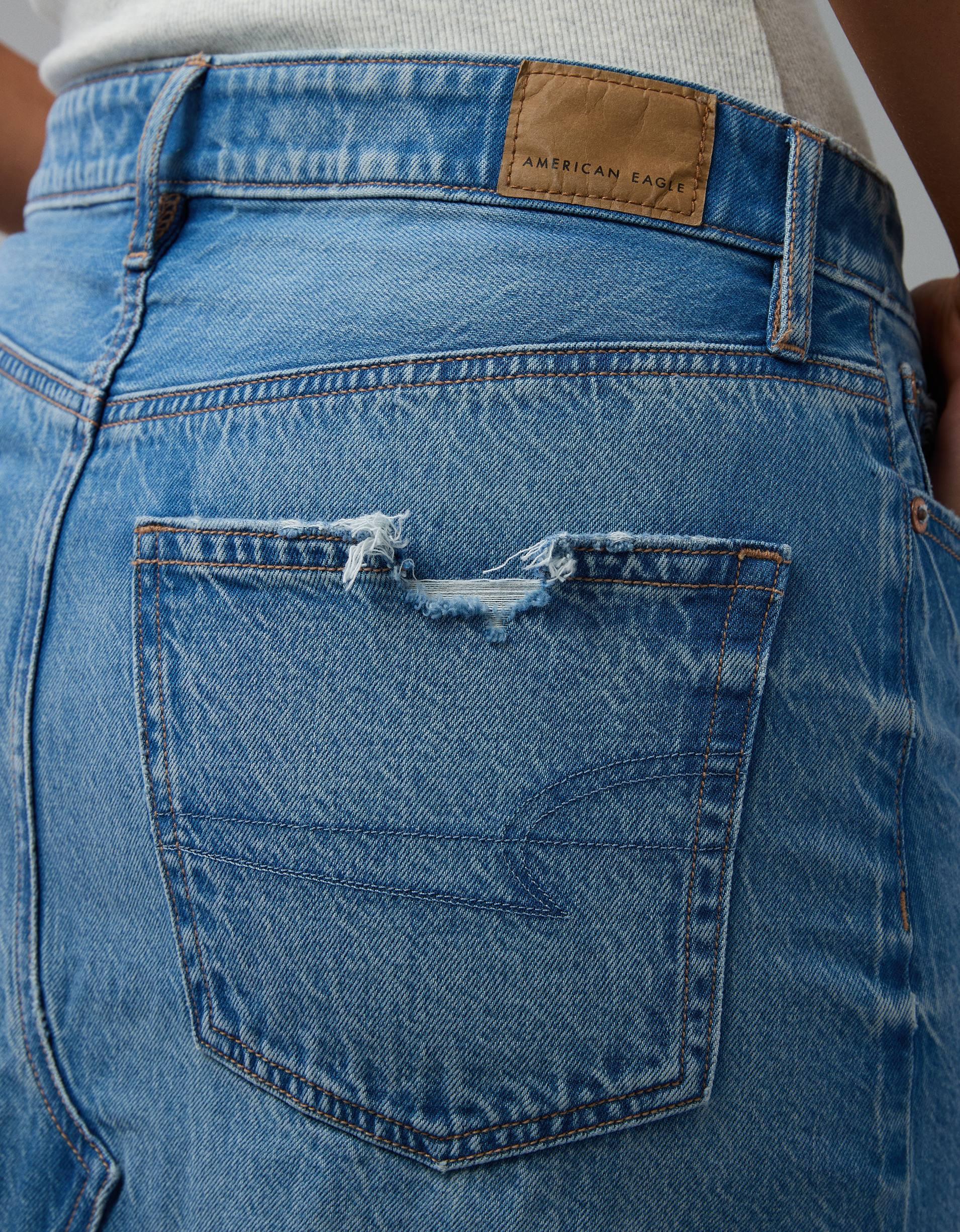 AE Low-Rise A-Line Denim Maxi Skirt Product Image