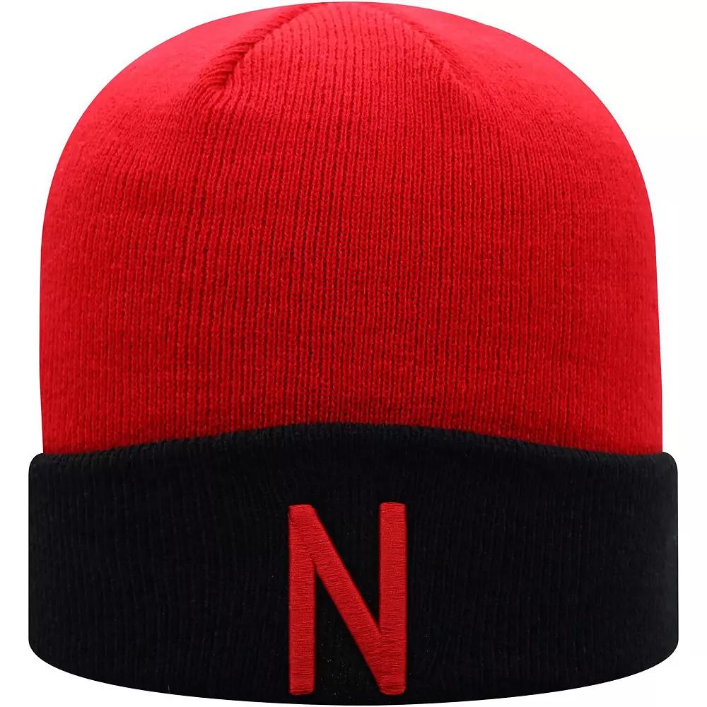 Men's Top of the World Scarlet/Black Nebraska Huskers Core 2-Tone Cuffed Knit Hat, Red Product Image