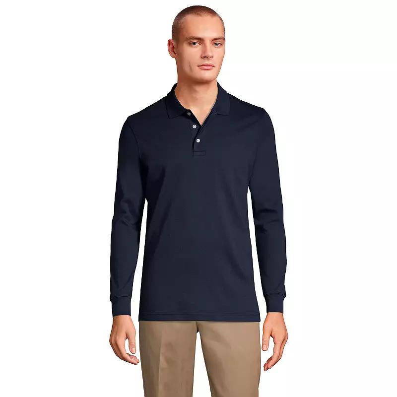 Big & Tall Lands' End Long Sleeve Interlock Polo, Men's,  Product Image