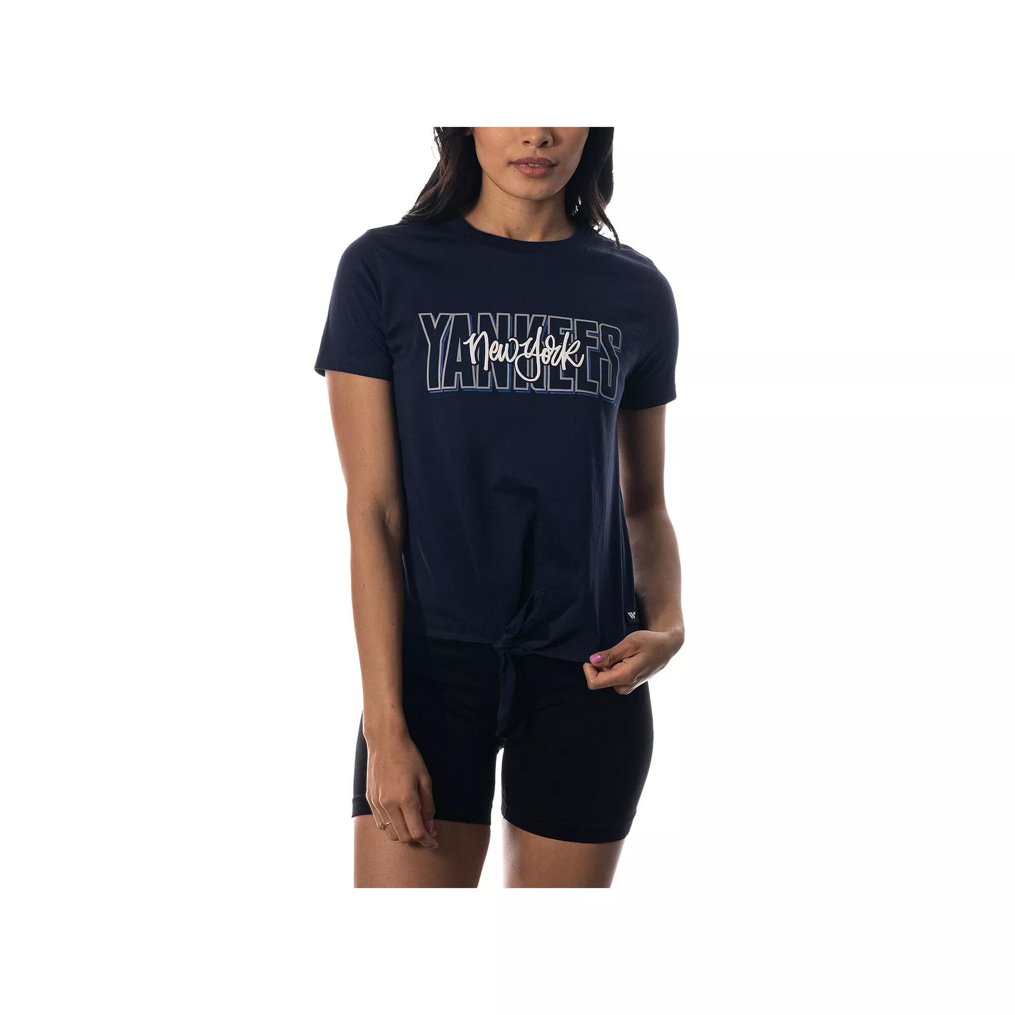 Women's The Wild Collective Navy New York Yankees Twist Front T-Shirt,  Product Image