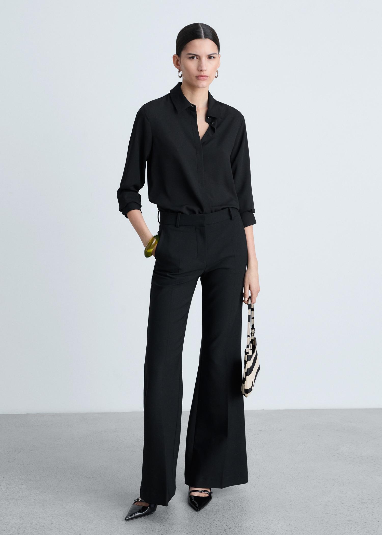 Fluid long-sleeved shirt - Women | MANGO USA Product Image