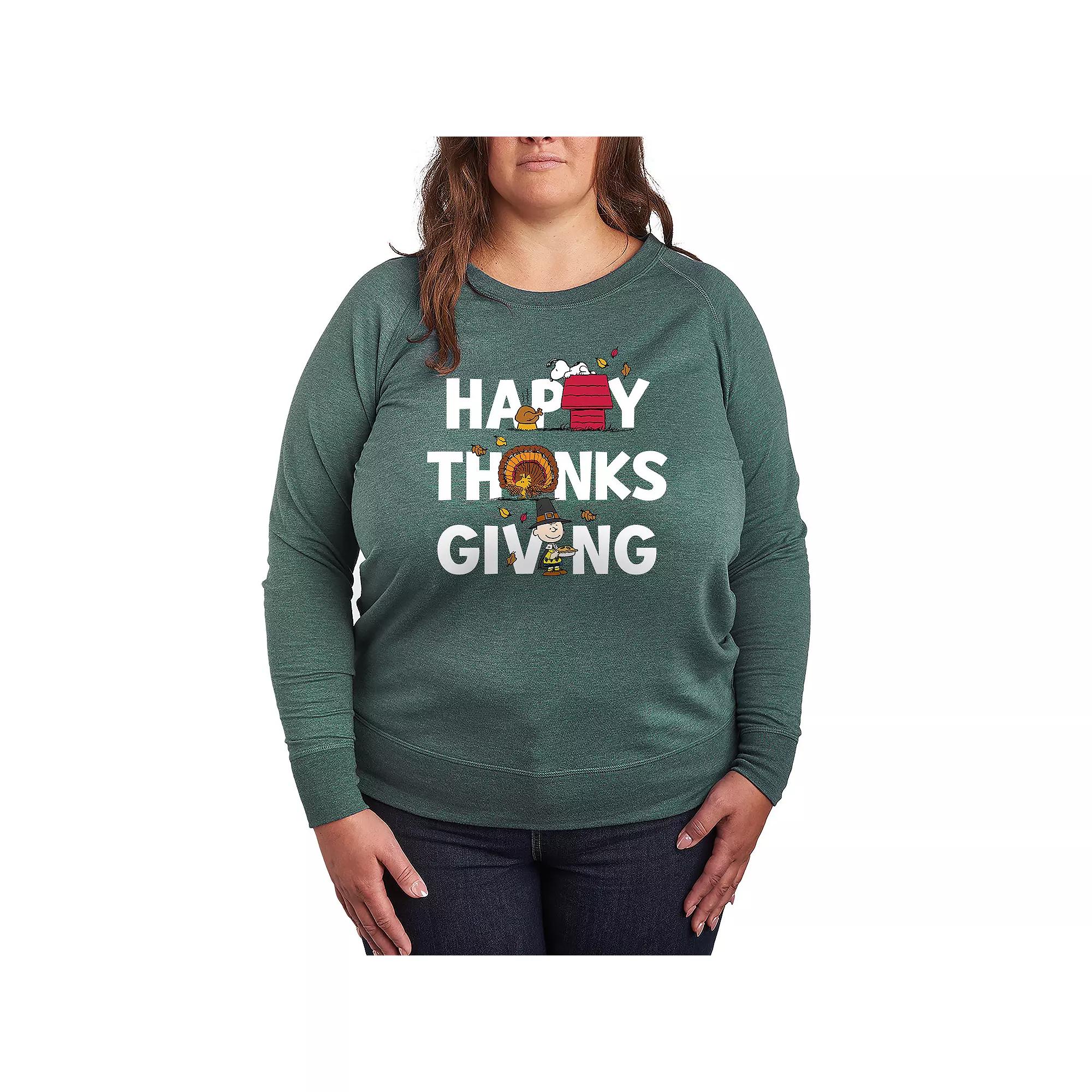 Women's Peanuts Happy Thanksgiving French Terry Long Sleeve Tee,  Product Image