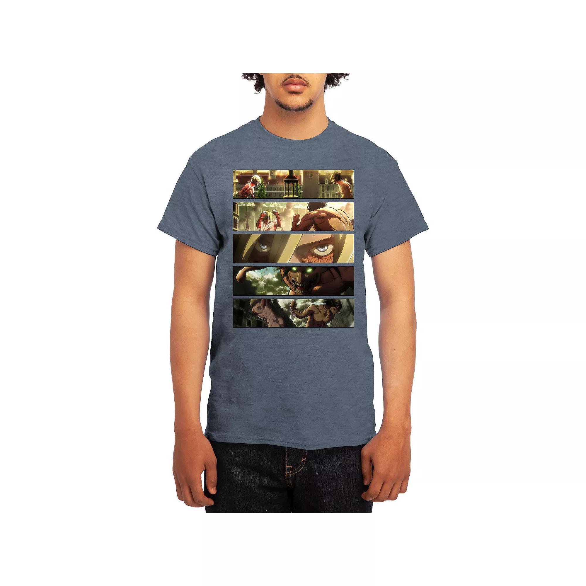 Men's Attack on Titan Battle Titans Full Color Graphic Tee, Size: XXL, Grey Red Product Image