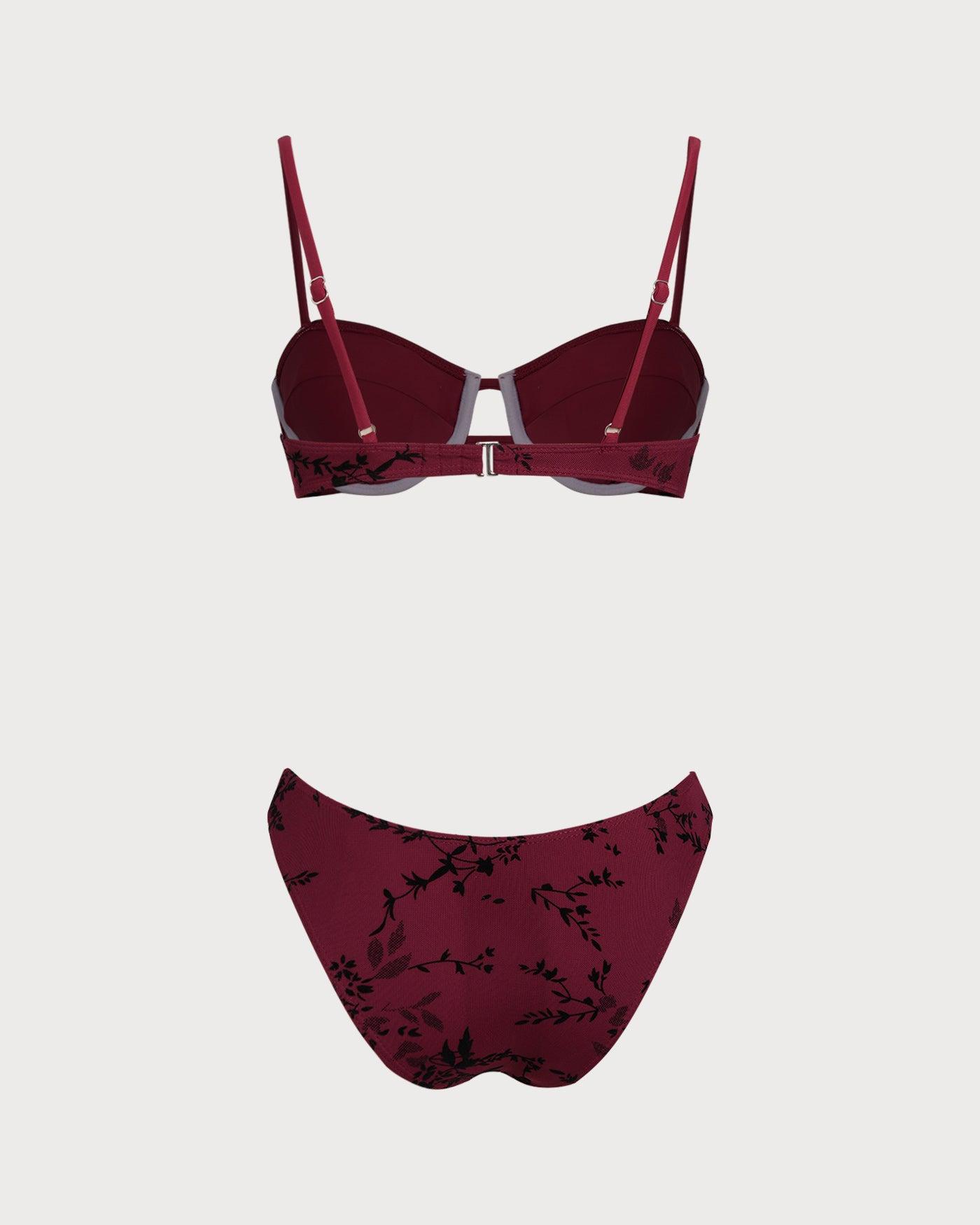 Red Floral Underwire Bikini Set Product Image