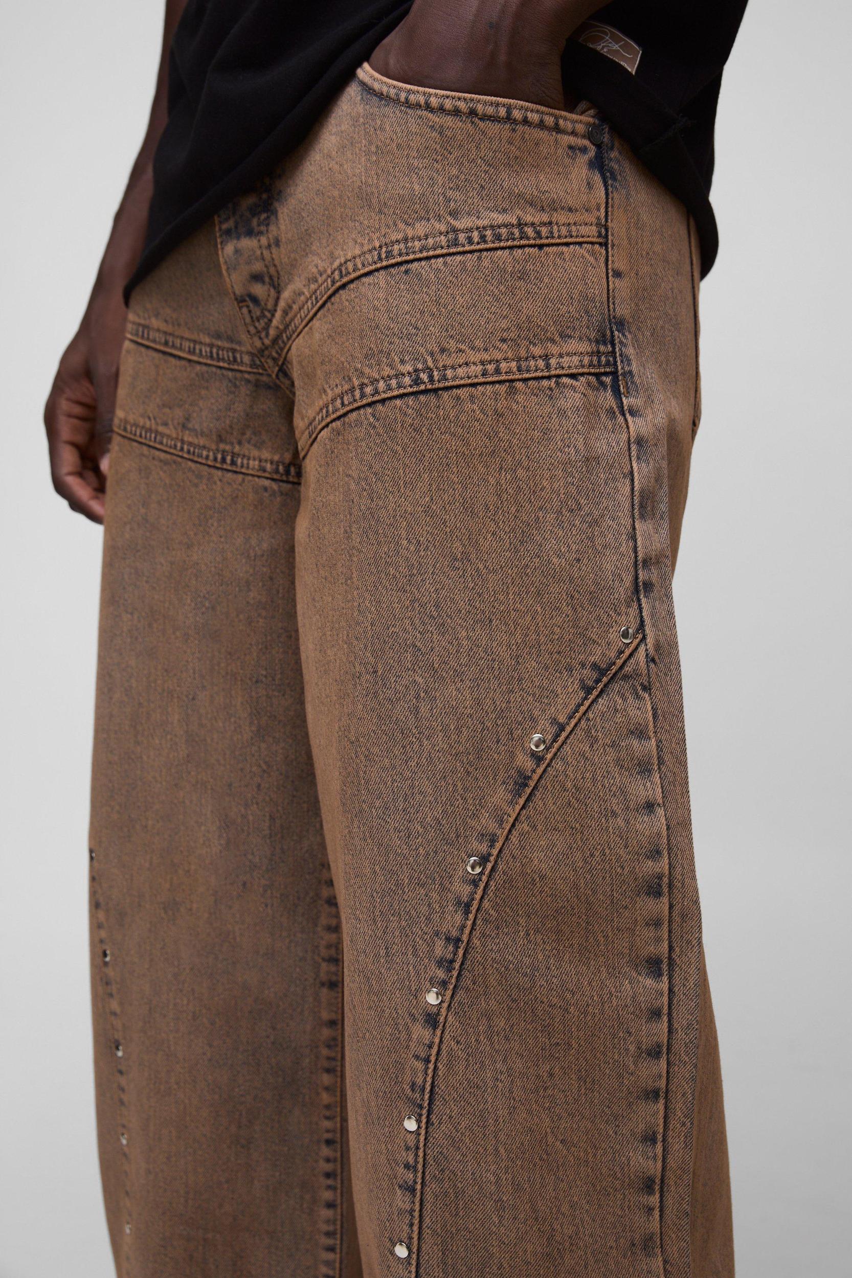 Baggy Rigid Studded Denim Jeans | boohooMAN USA Product Image