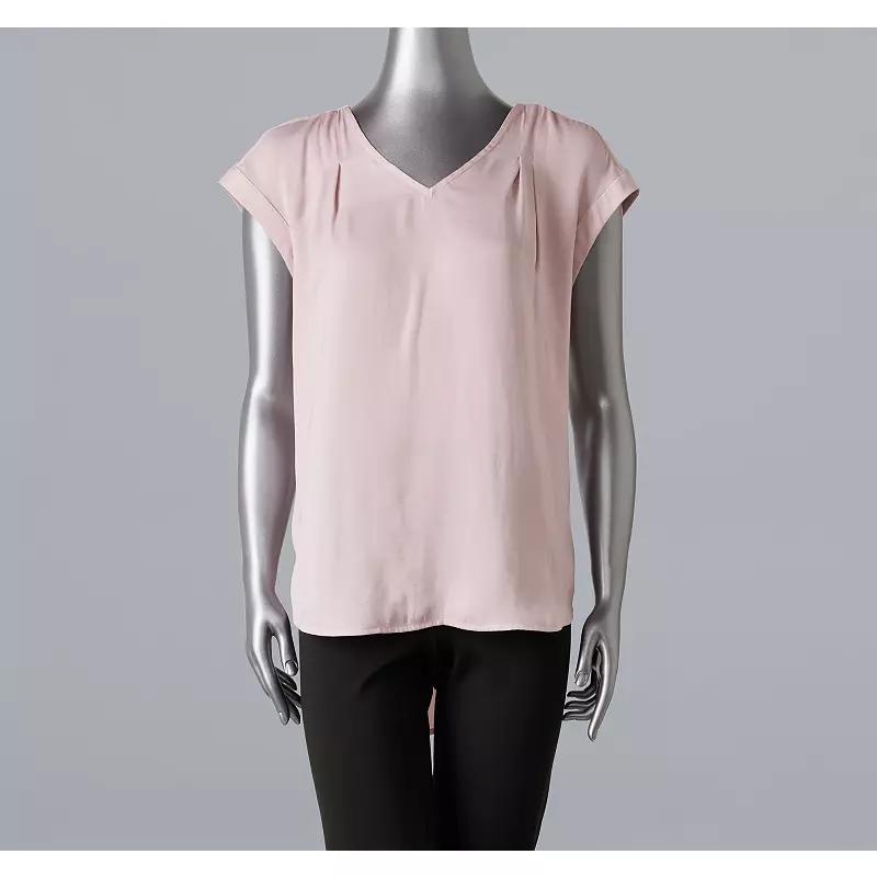 Women's Simply Vera Vera Wang V-Neck Top, Size: Small, Opulent Red Product Image
