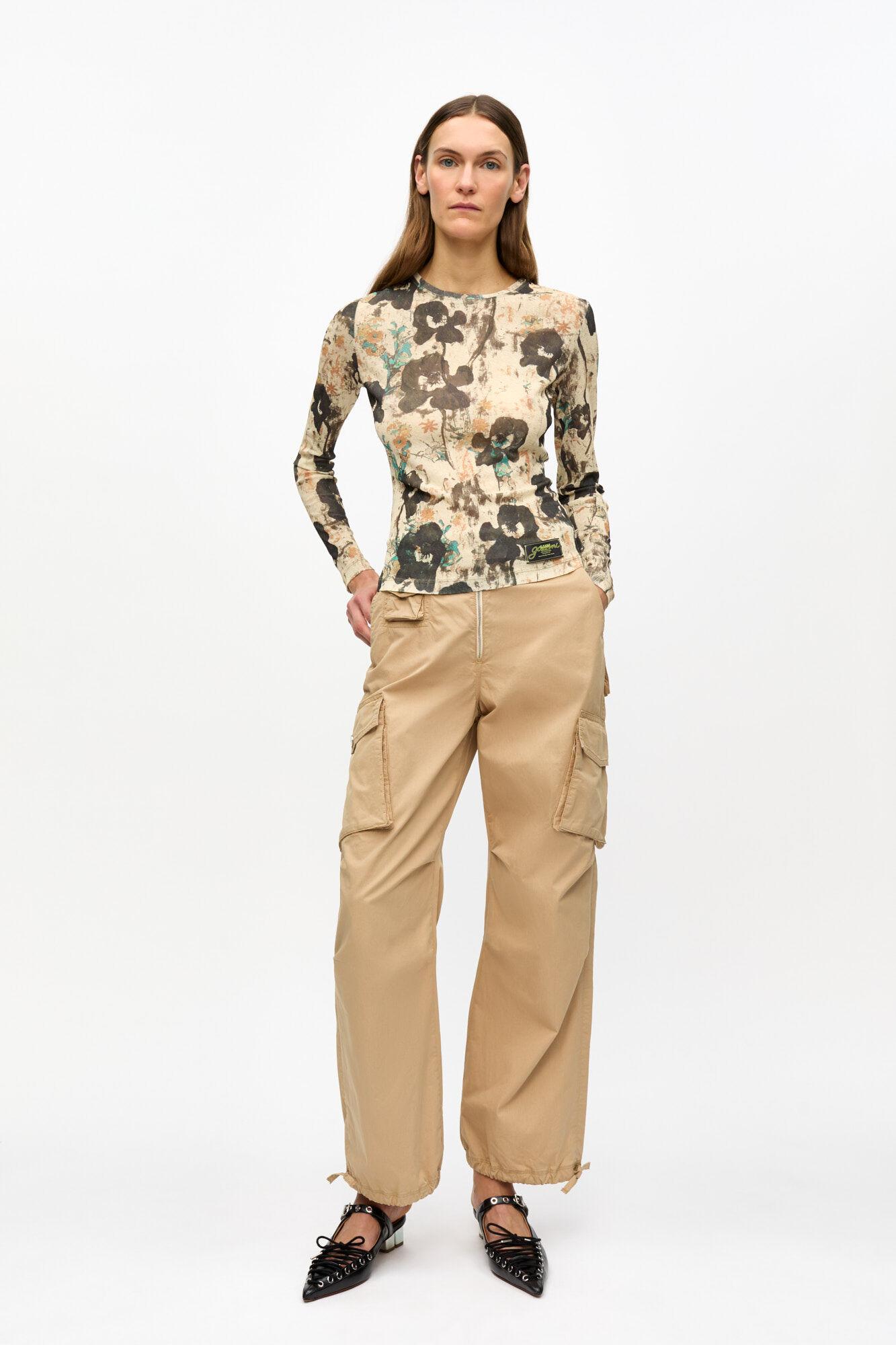 Camel Washed Cotton Twill Pants Product Image
