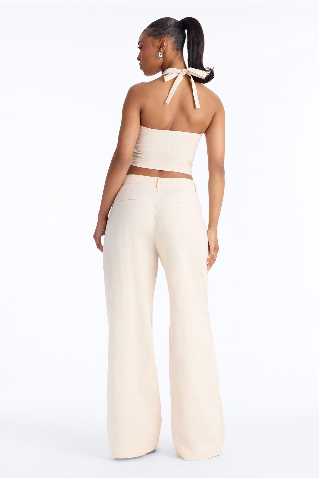 Ocean Breeze Linen Low Rise Pant 33″ - Stone Female Product Image