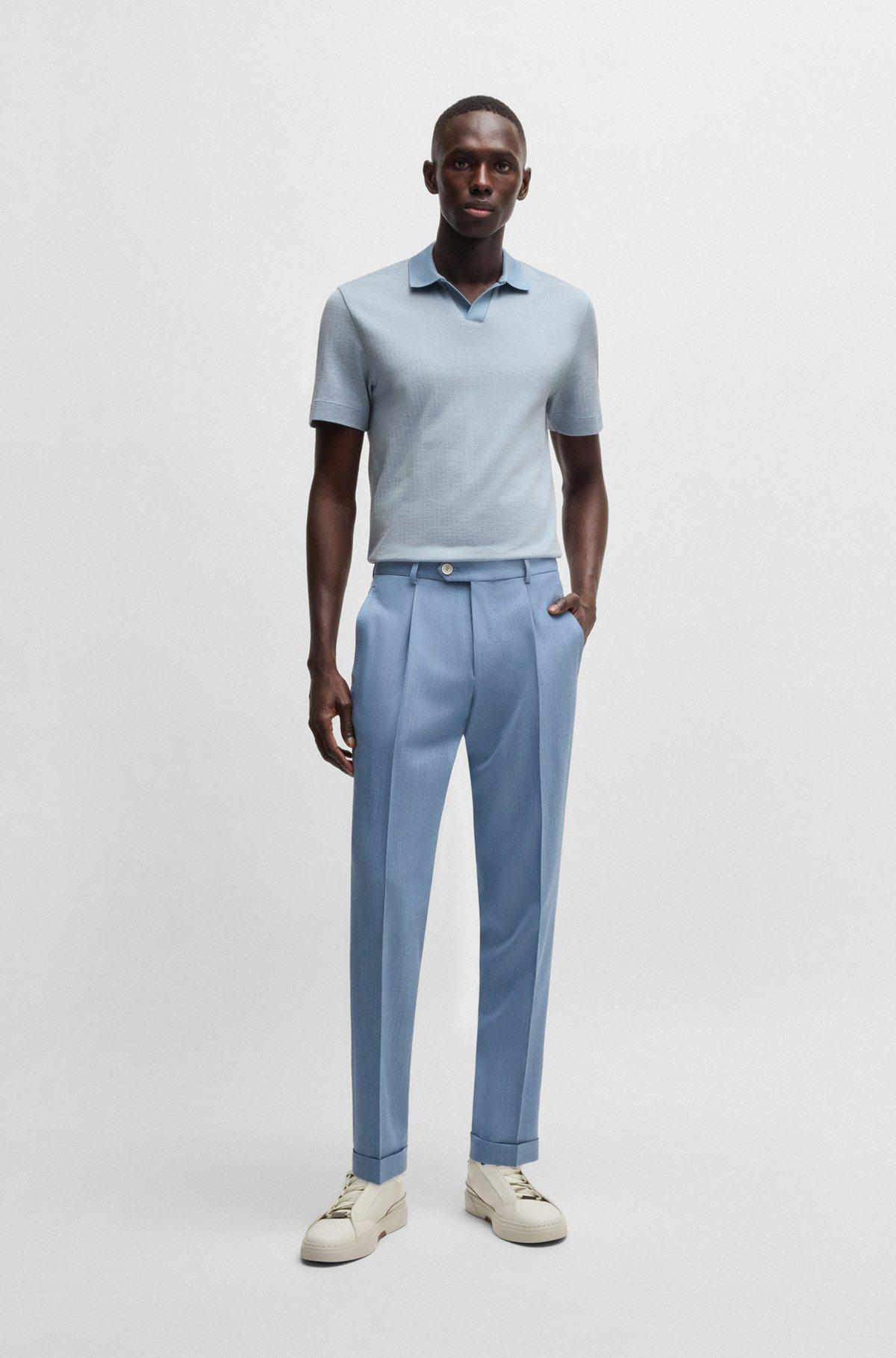 Dot-pattern polo shirt in cotton and silk Product Image