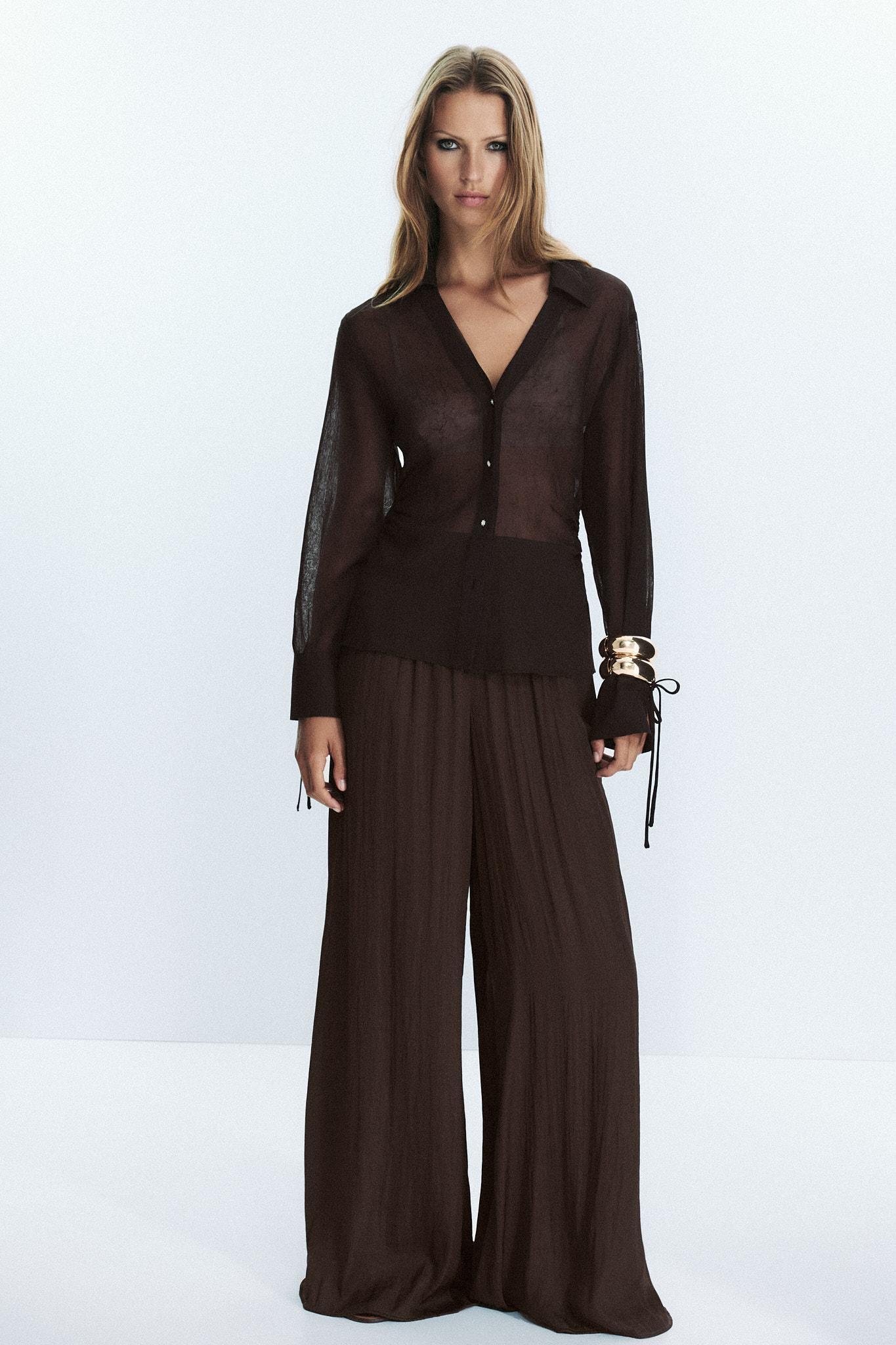 SEMI-SHEER SHIRT WITH TIES Product Image