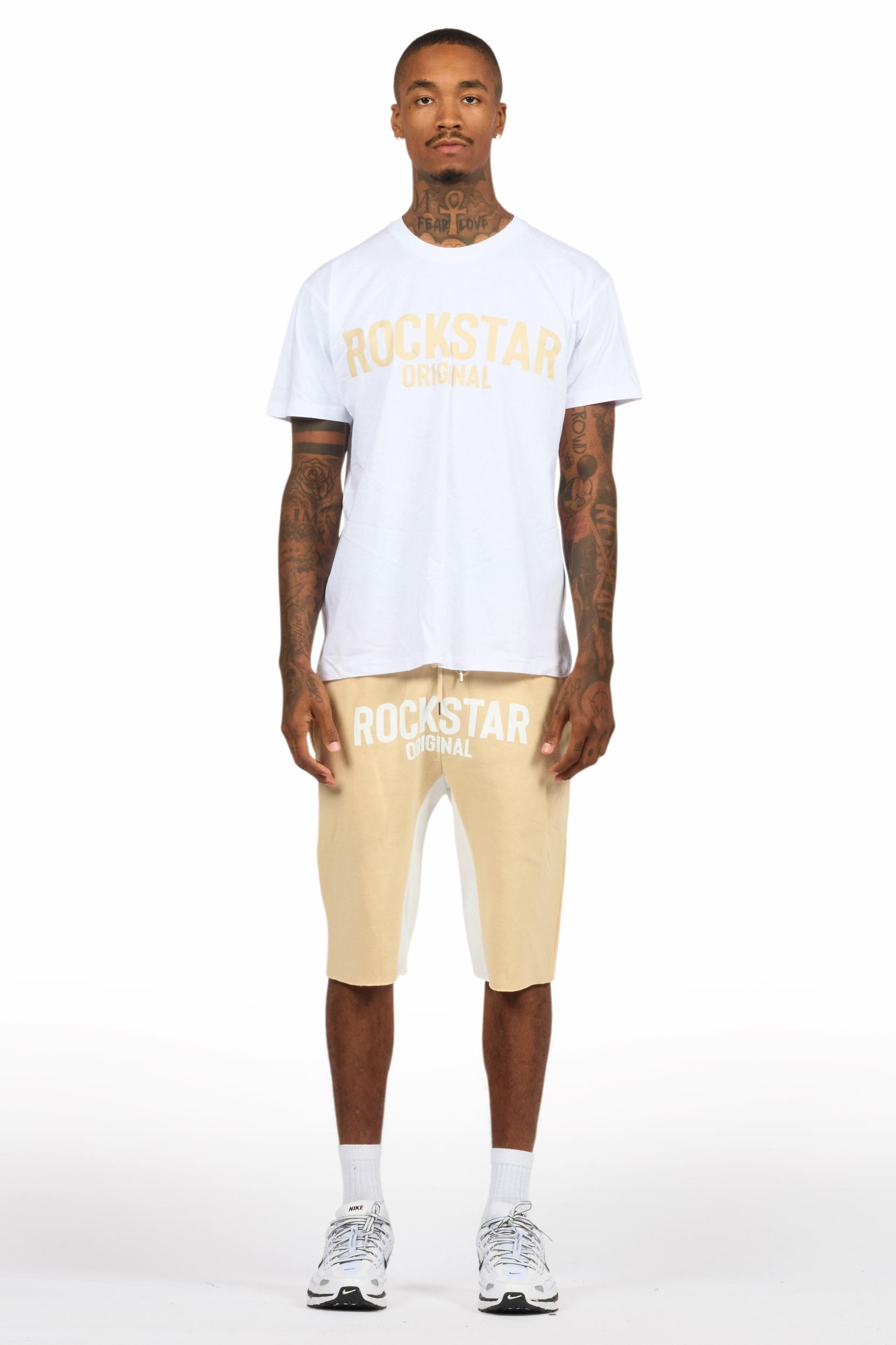 Sana White/Beige T-Shirt Short Set Male Product Image