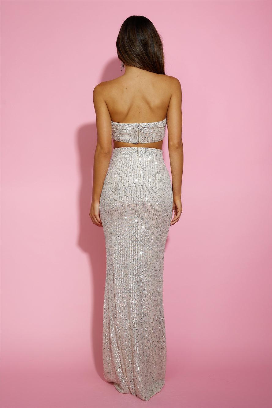 Sprinkle Shine Sequin Crop Top Beige Product Image