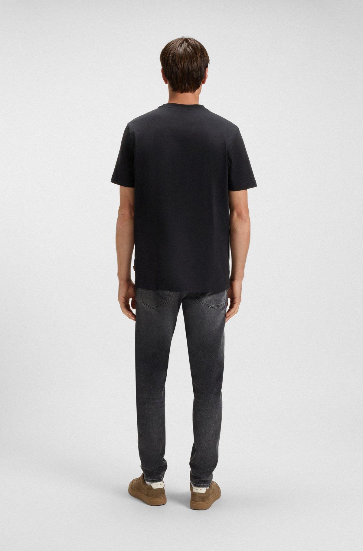 BOSS - Cotton T-shirt with logo artwork - Black Product Image