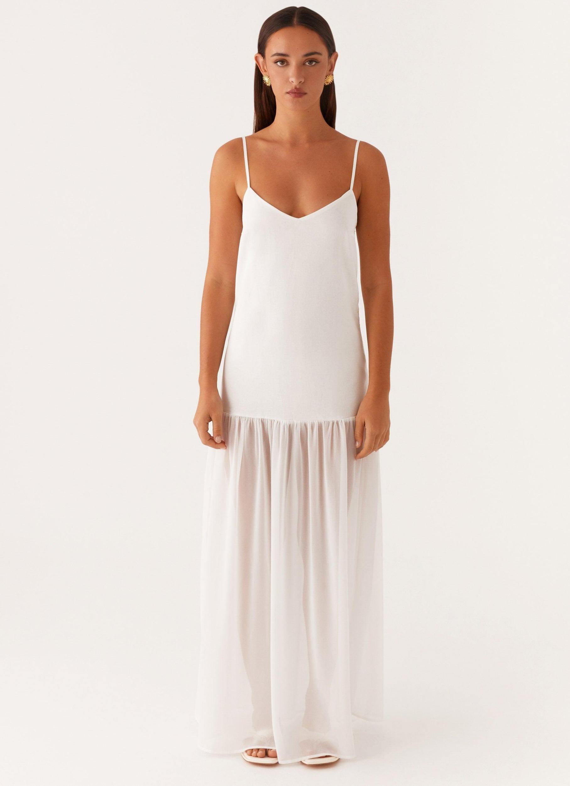 Heavenly Linen Maxi Dress - White Product Image