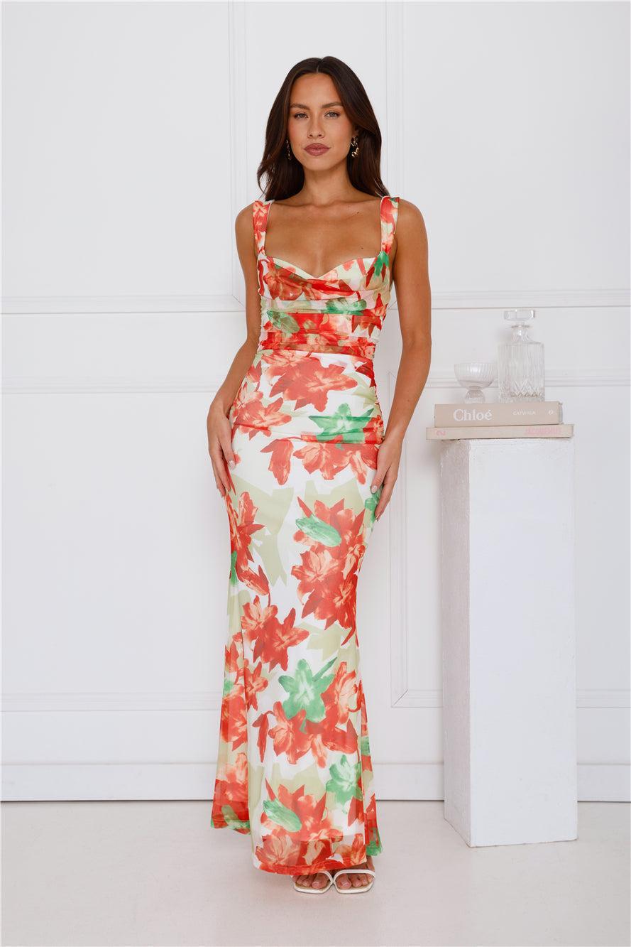 Paradise Breeze Mesh Maxi Dress Orange Product Image