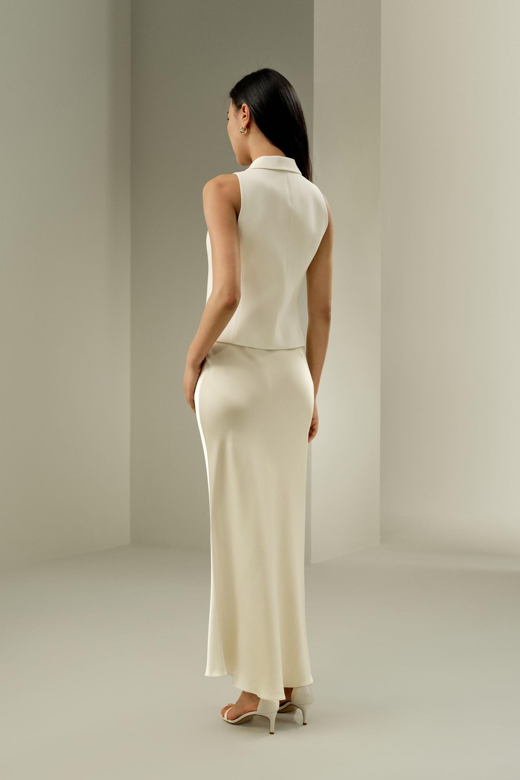 LILYSILK Skirt Silk Long - for Women - Lily White Luxurious Silk Charmeuse - Luxurious Flare Hem Skirt Petite 8 Product Image