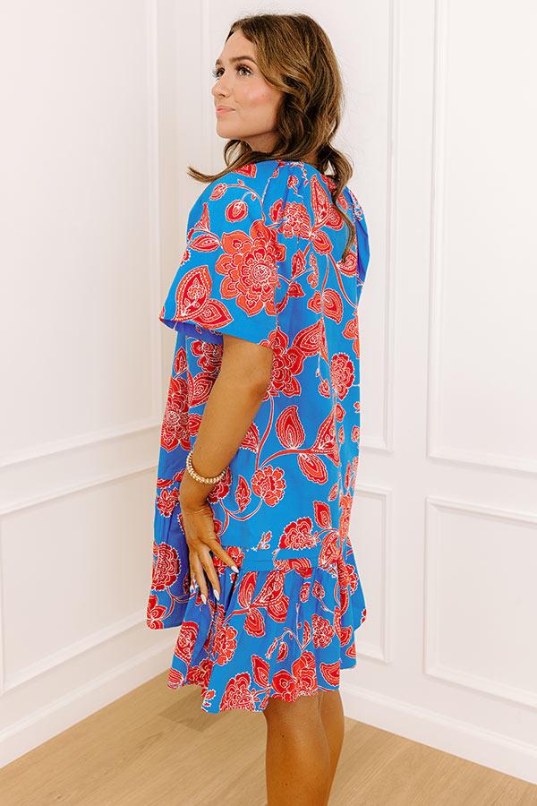 Serene Moment Floral Mini Dress in Ocean Blue Product Image