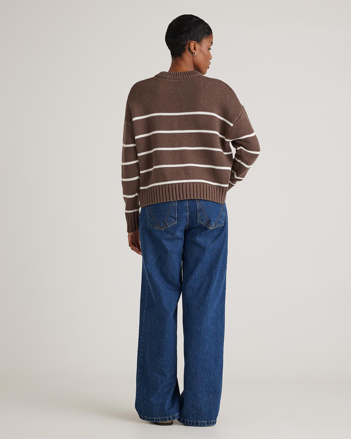 Quince | Women's Striped Crew Sweater Organic Cotton Product Image
