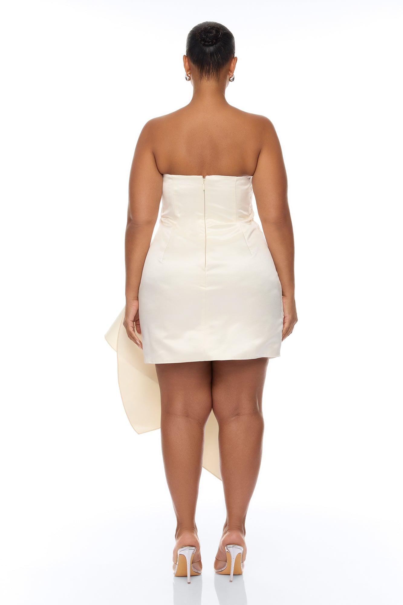 Total Drama Ruffle Drape Mini Dress - Cream Female Product Image