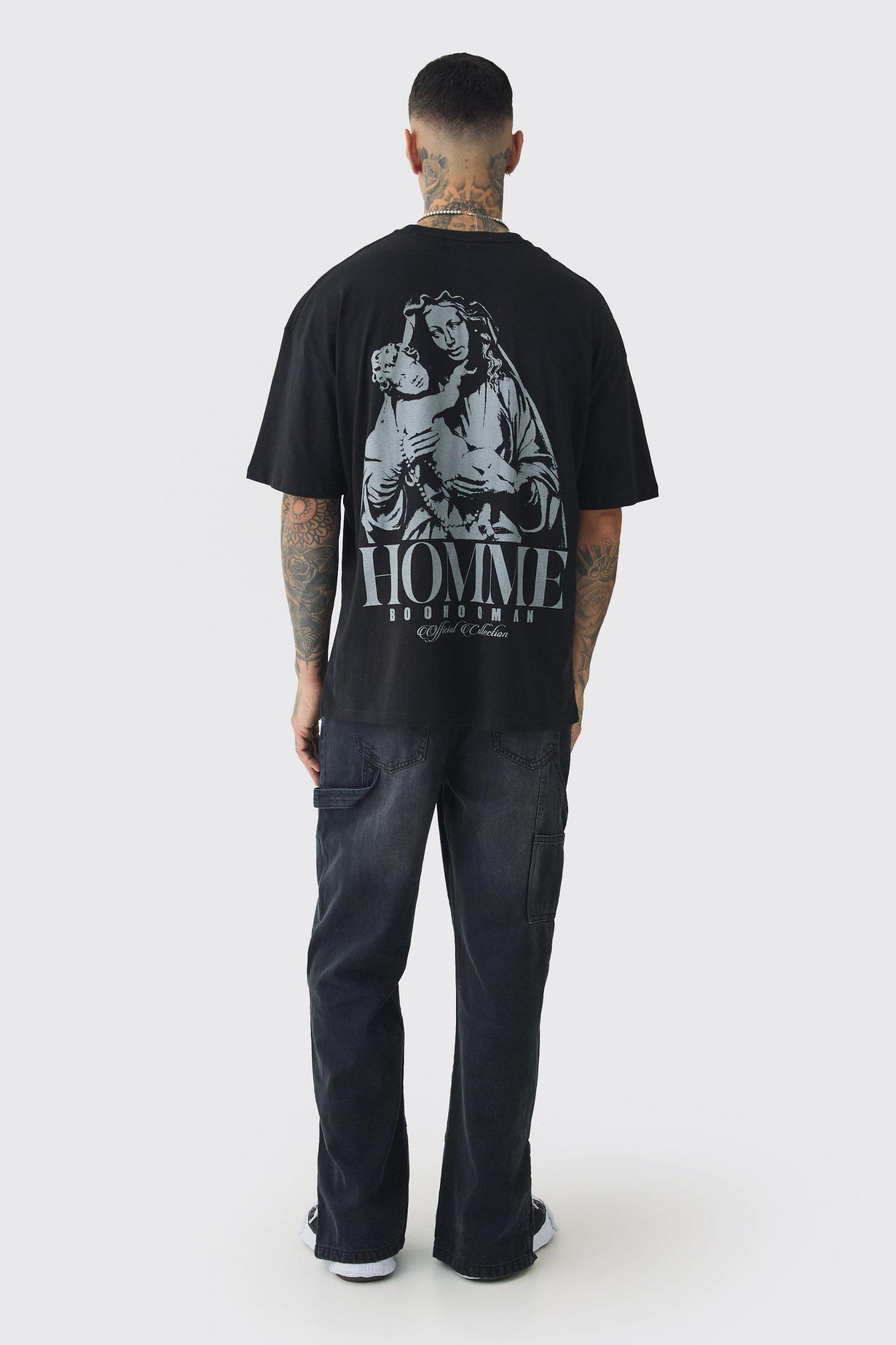 Tall Popper Hem Paint Splatter Relaxed Fit Carpenter Pants | boohooMAN USA Product Image