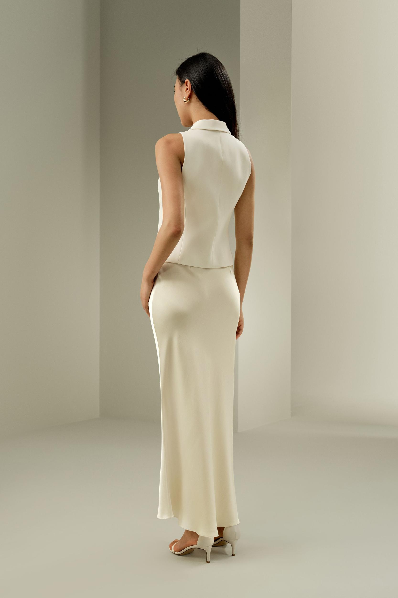 LILYSILK Skirt Silk Long - for Women - Lily White Luxurious Silk Charmeuse - Luxurious Flare Hem Skirt Petite 8 Product Image