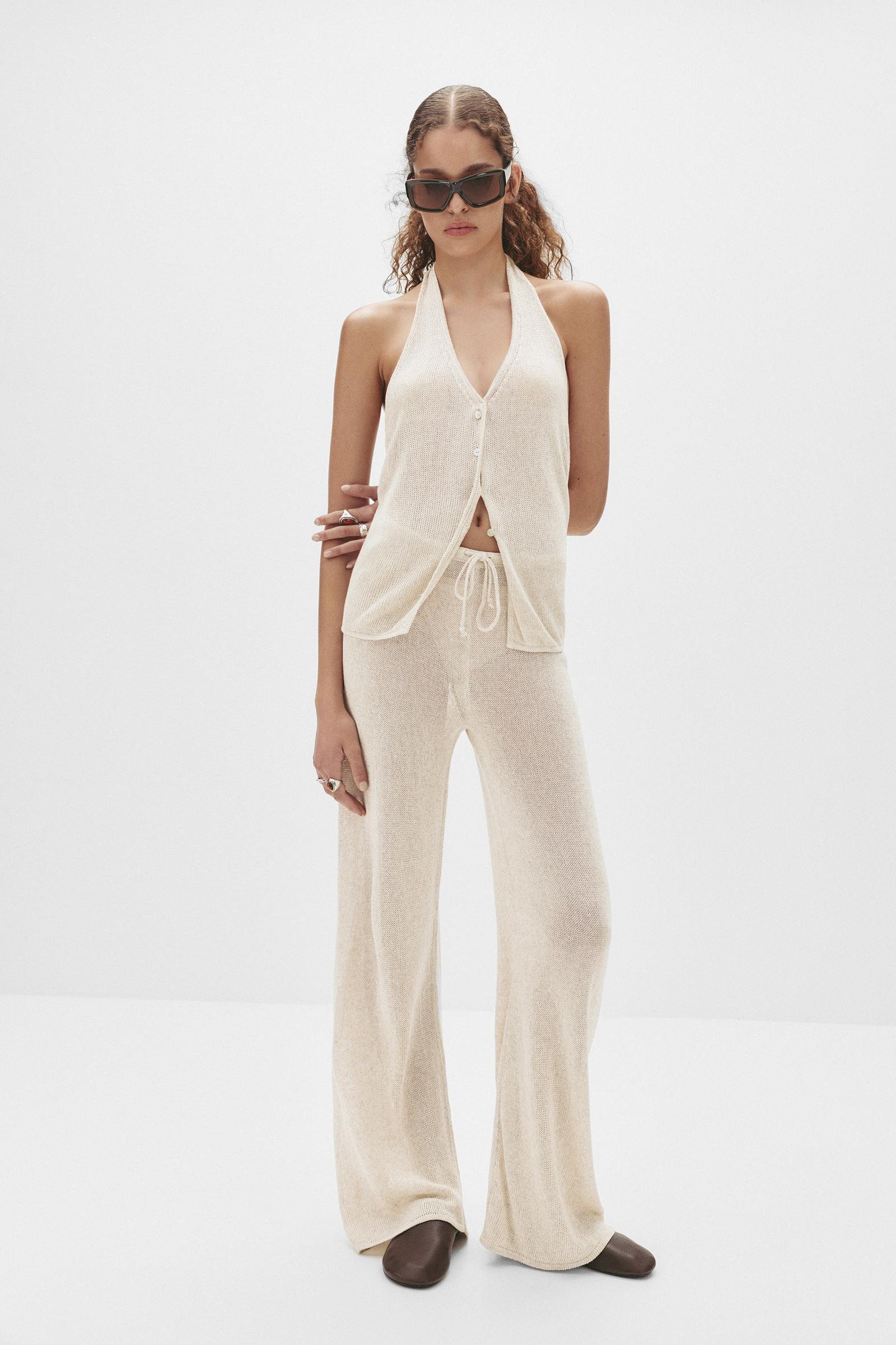 Linen blend halter vest Product Image