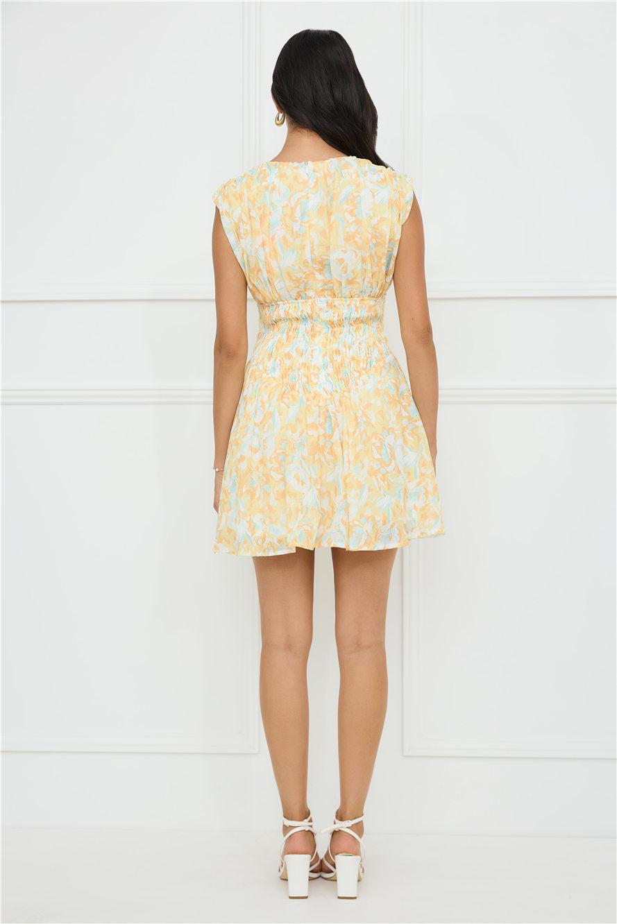 Tropical Haze Mini Dress Yellow Product Image