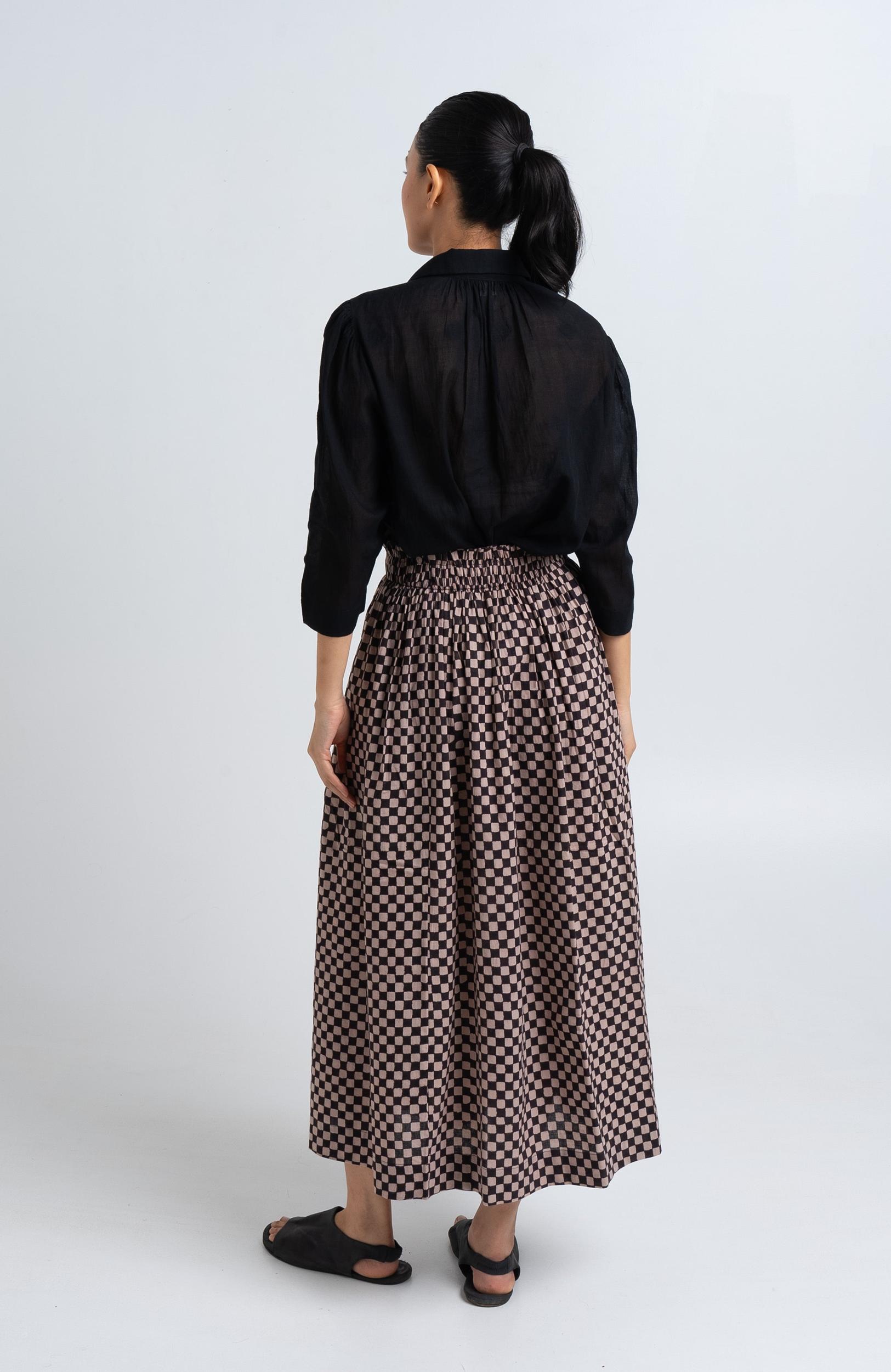 Block Printed Black Skirt Product Image