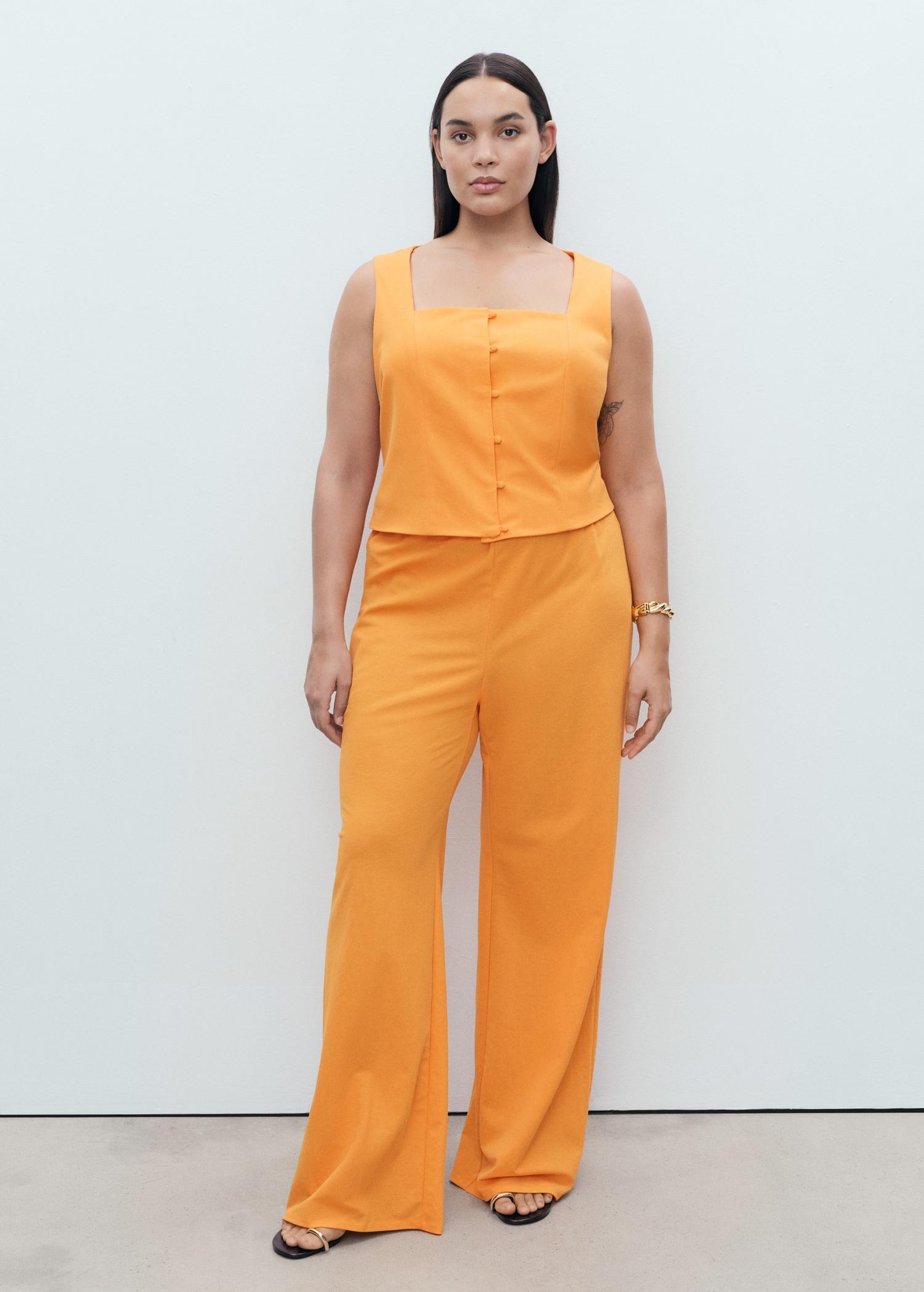 Buttons cotton top - Women | MANGO USA Product Image