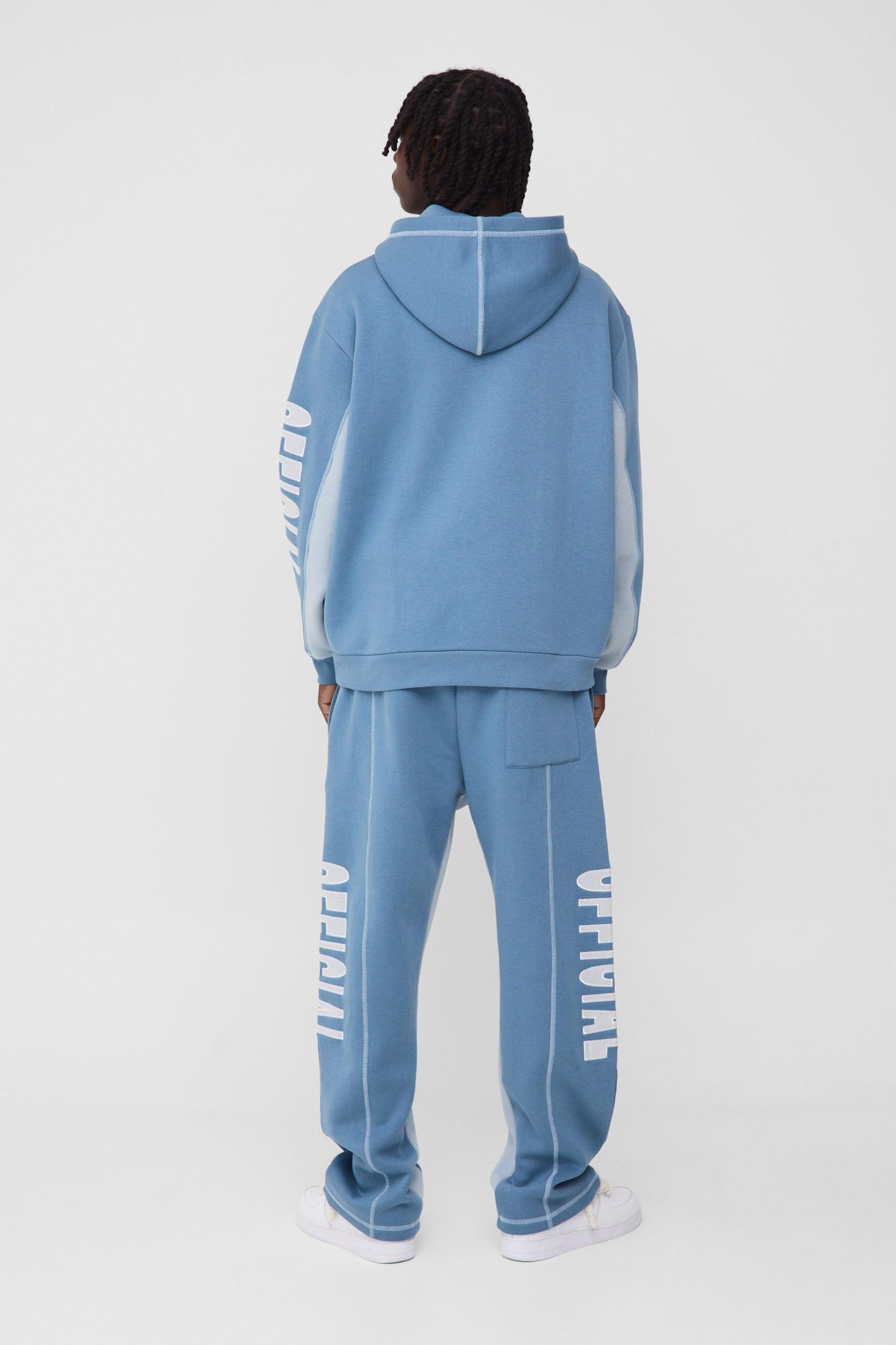 Oversized Contrast Stitch Colour Block Official Embroidered Tracksuit | boohooMAN USA Product Image