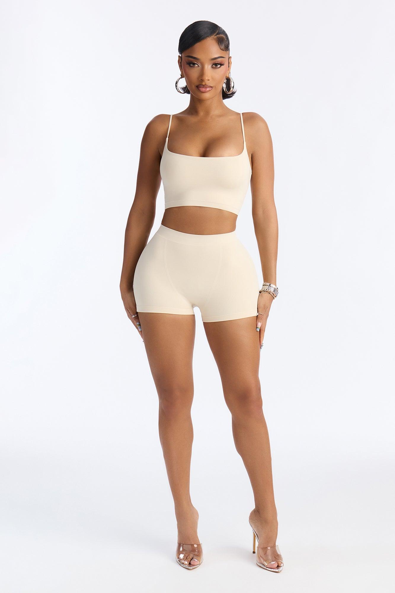 Seamless Smooth Double Lined Micro Hot Short - Bone Female Product Image