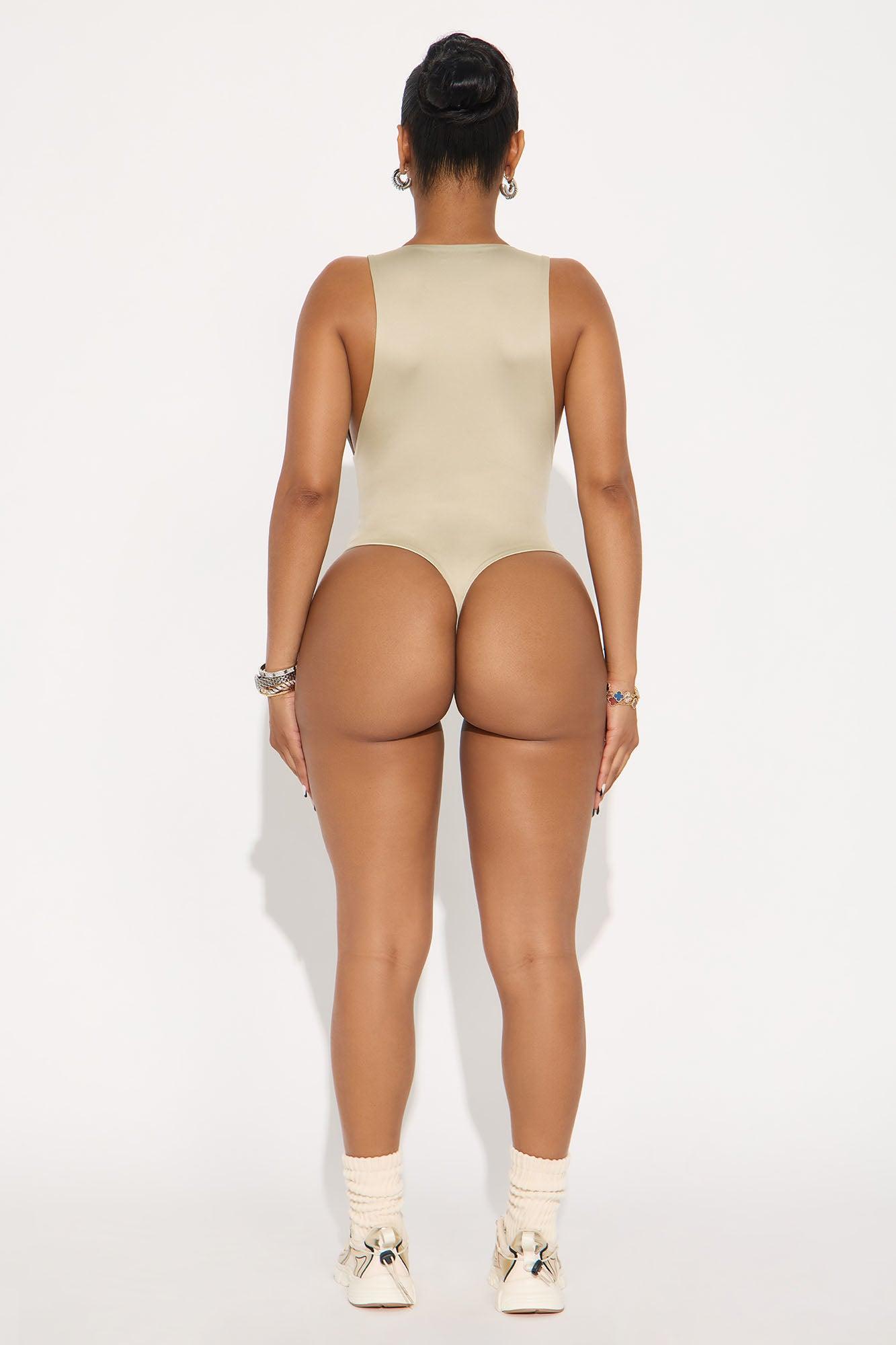 Contour Double Lined Scoop Neck Bodysuit - Stone Female Product Image