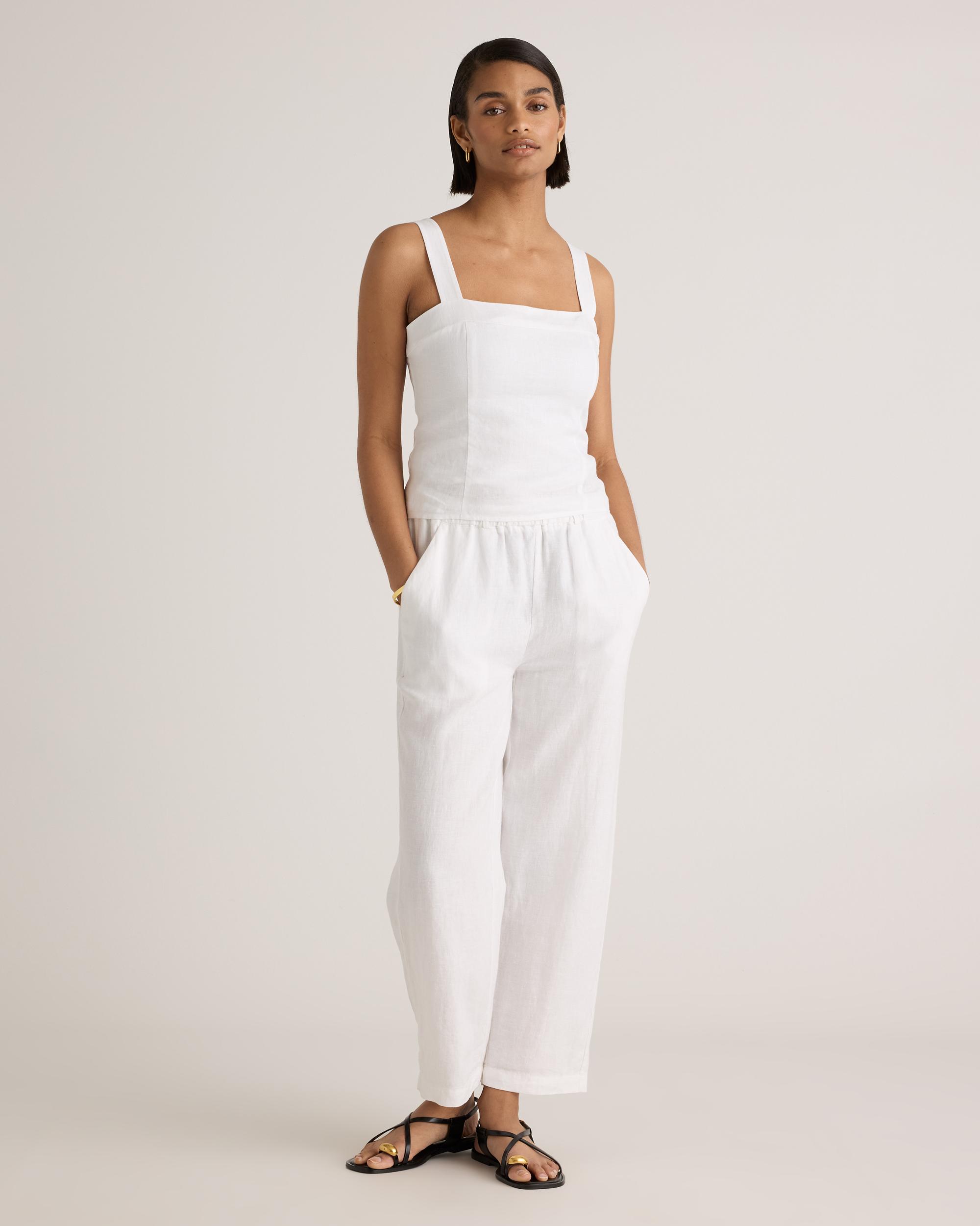 Quince | Women's 100% European Linen Fitted Tank Top Product Image