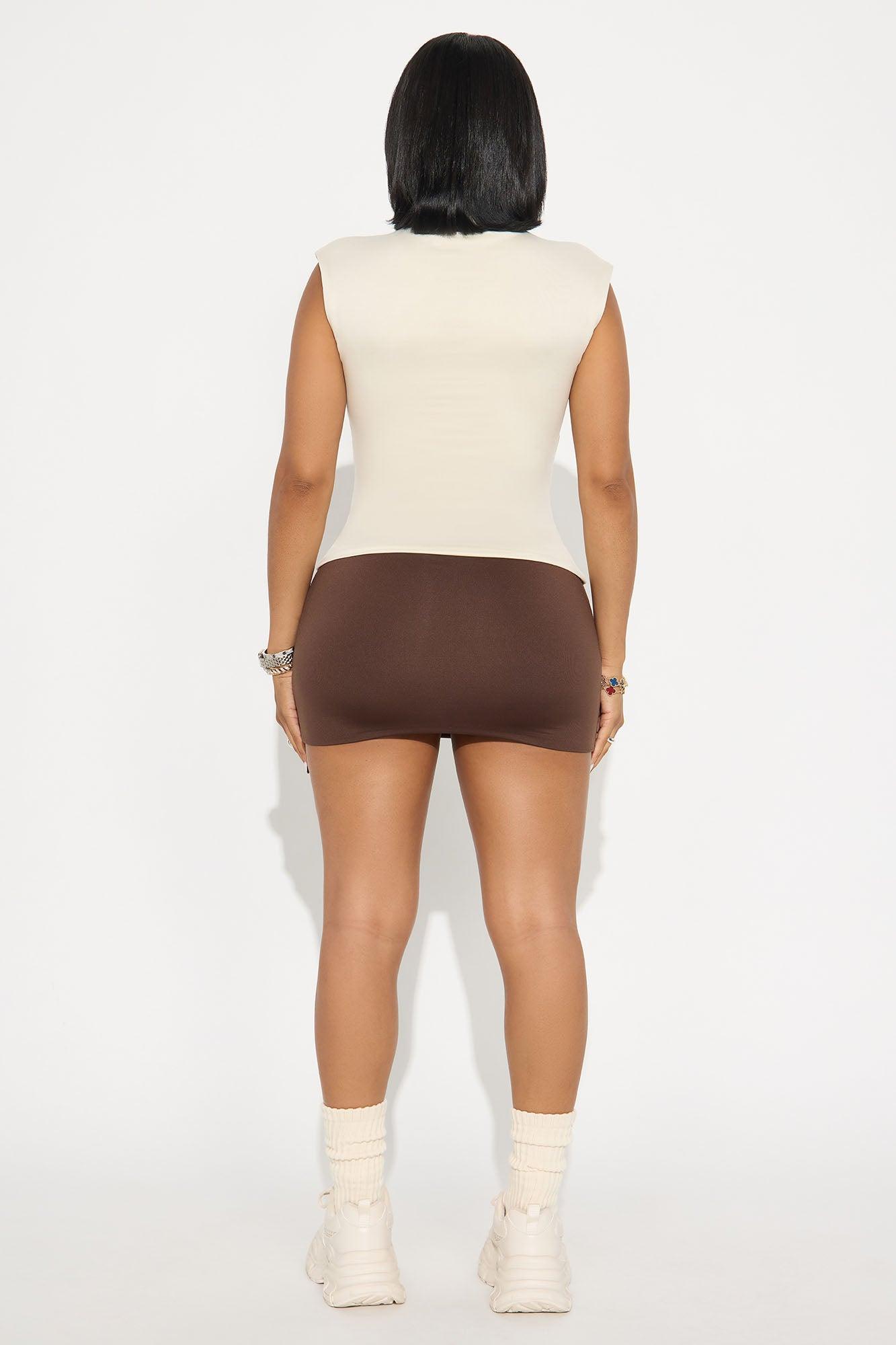 Contour Double Lined Mock Neck Top - Bone Female Product Image