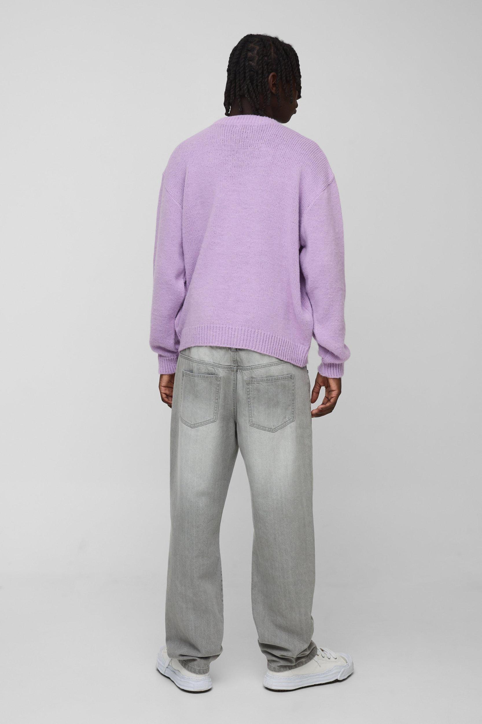 Oversized Boxy Brushed Knitted Sweater | boohooMAN USA Product Image