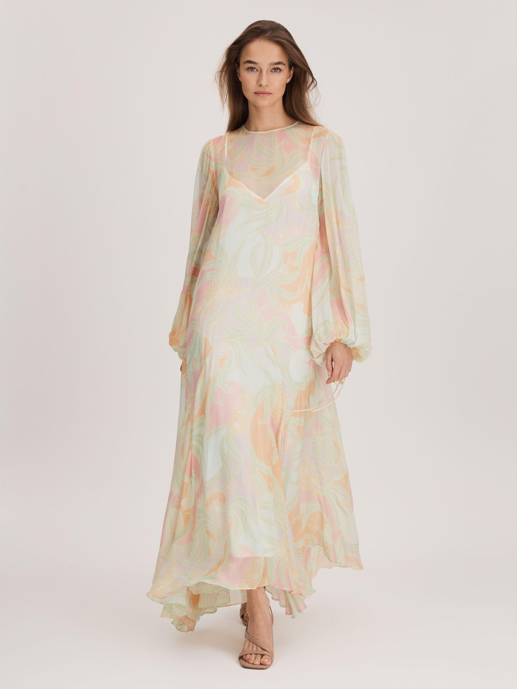 Florere Multi Florere Sheer Asymmetric Midi Dress Product Image