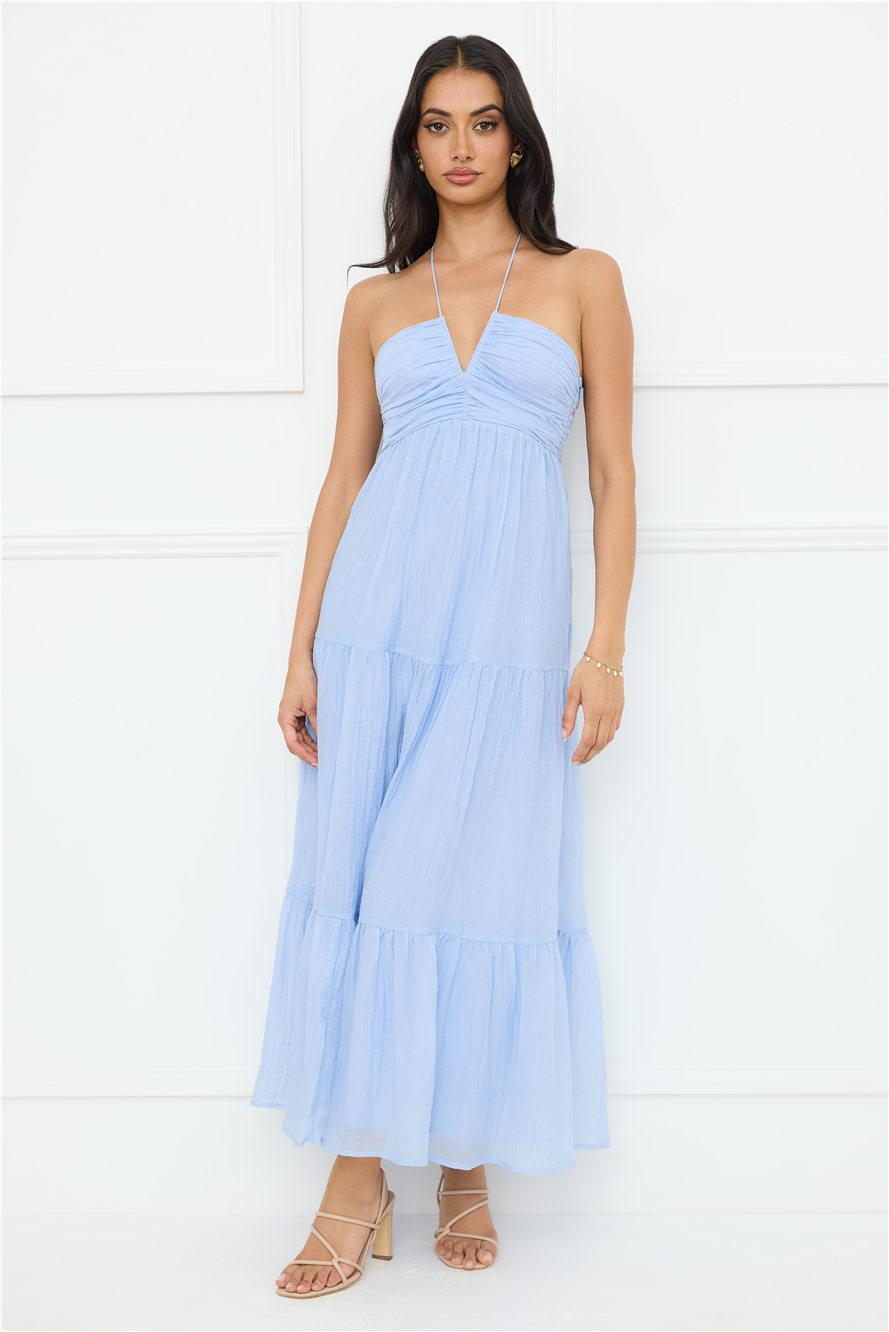 Sunshine Escape Halter Maxi Dress Blue Product Image