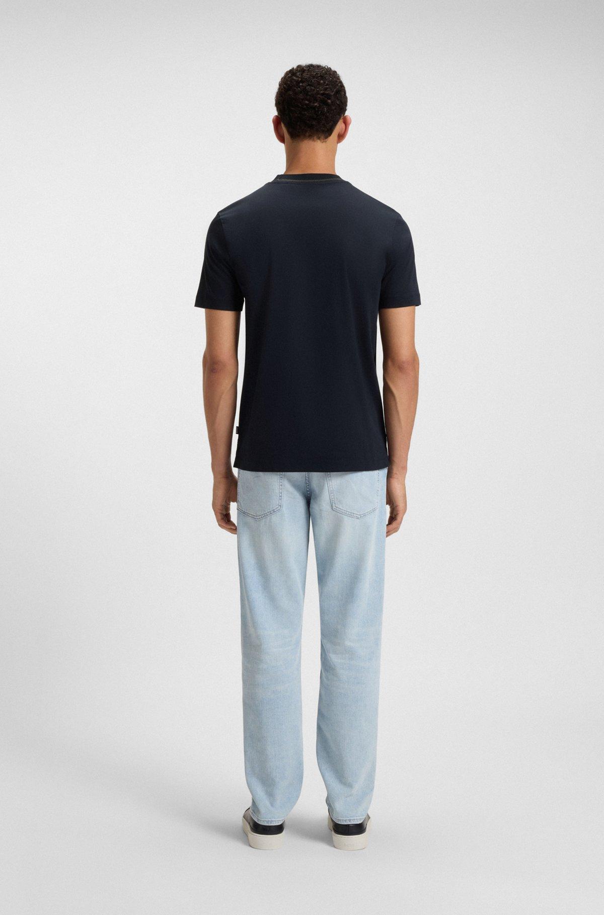 Mercerized-cotton slim-fit T-shirt with collar stripe Product Image