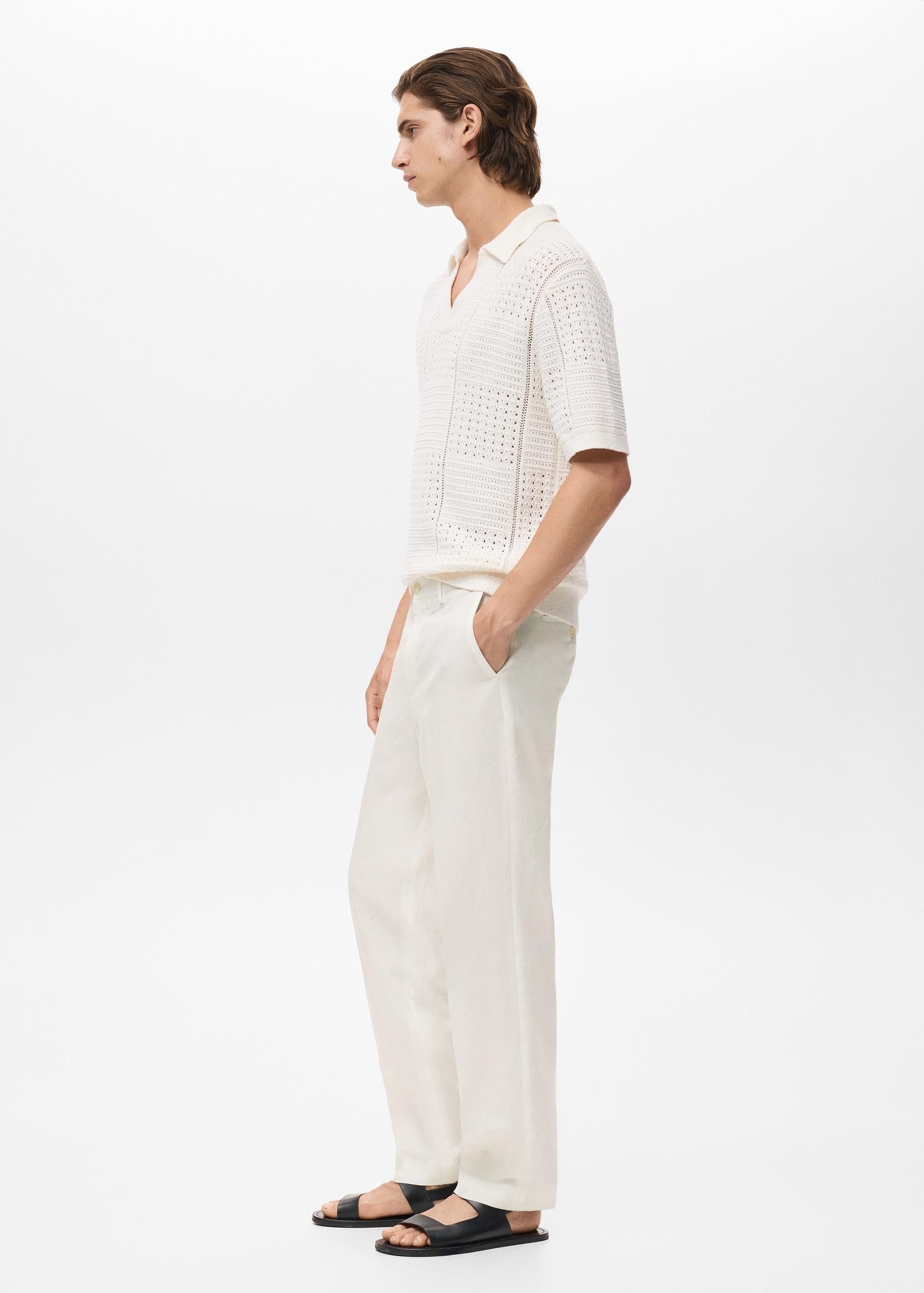 Straight-leg pants in a linen and lyocell blend - Men | MANGO USA Product Image
