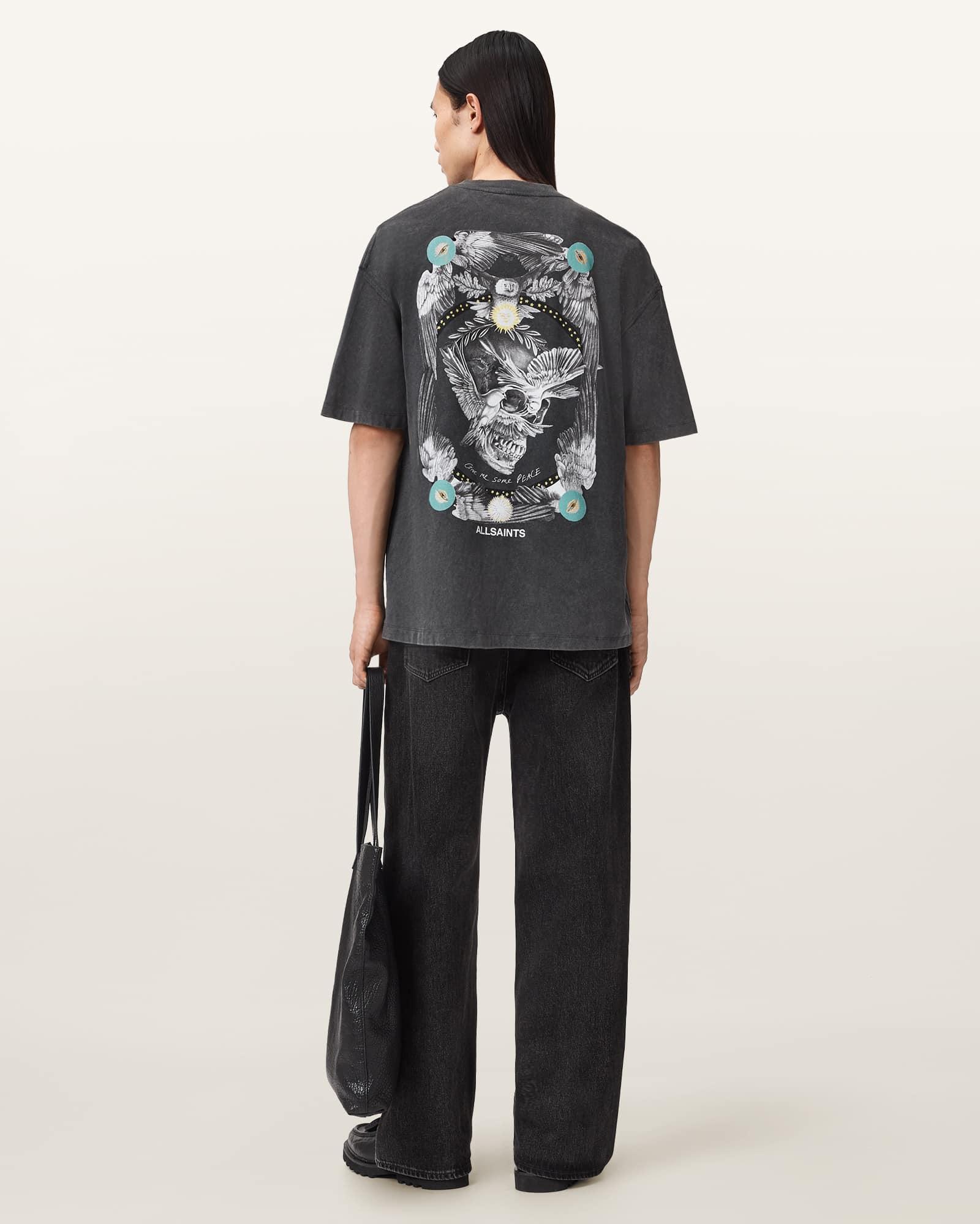 Mysteries Oversized Graphic T-Shirt Washed Black | ALLSAINTS US Product Image