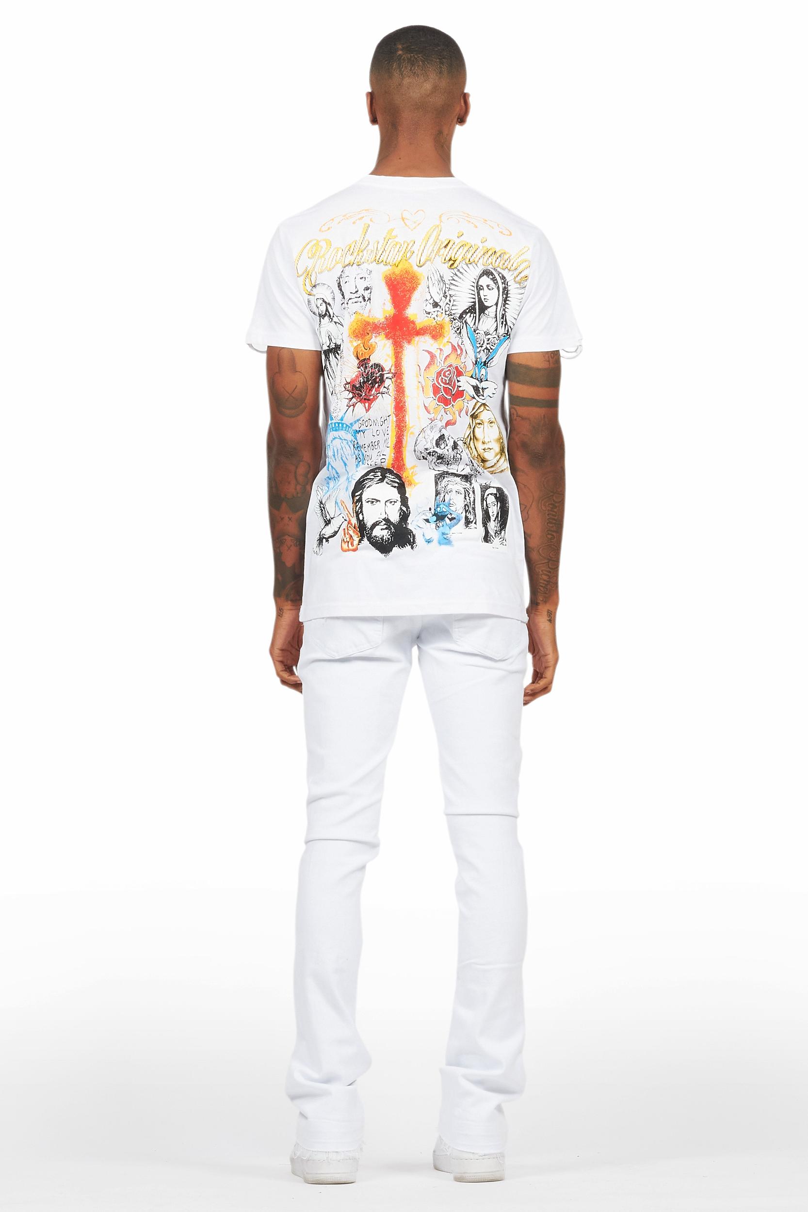 Holibert White Stacked Flare Jean Male Product Image
